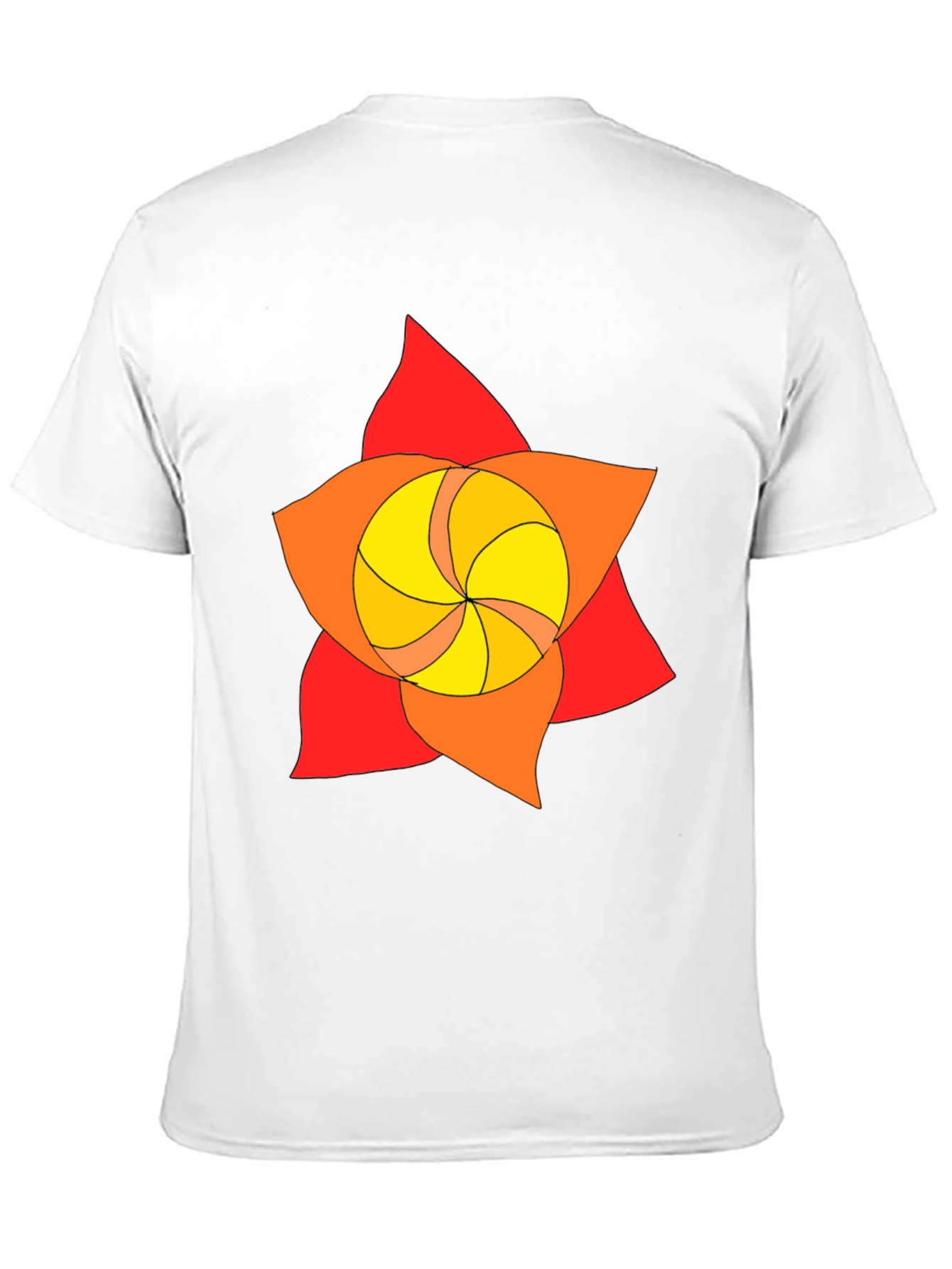 Geometric Flower Graphic Tee - Black