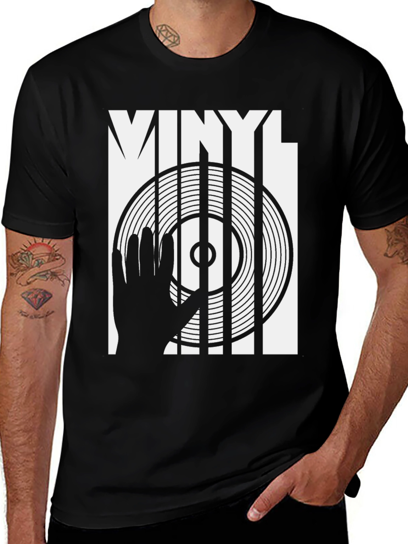 Vinyl DJ Graphic T-Shirt - Black