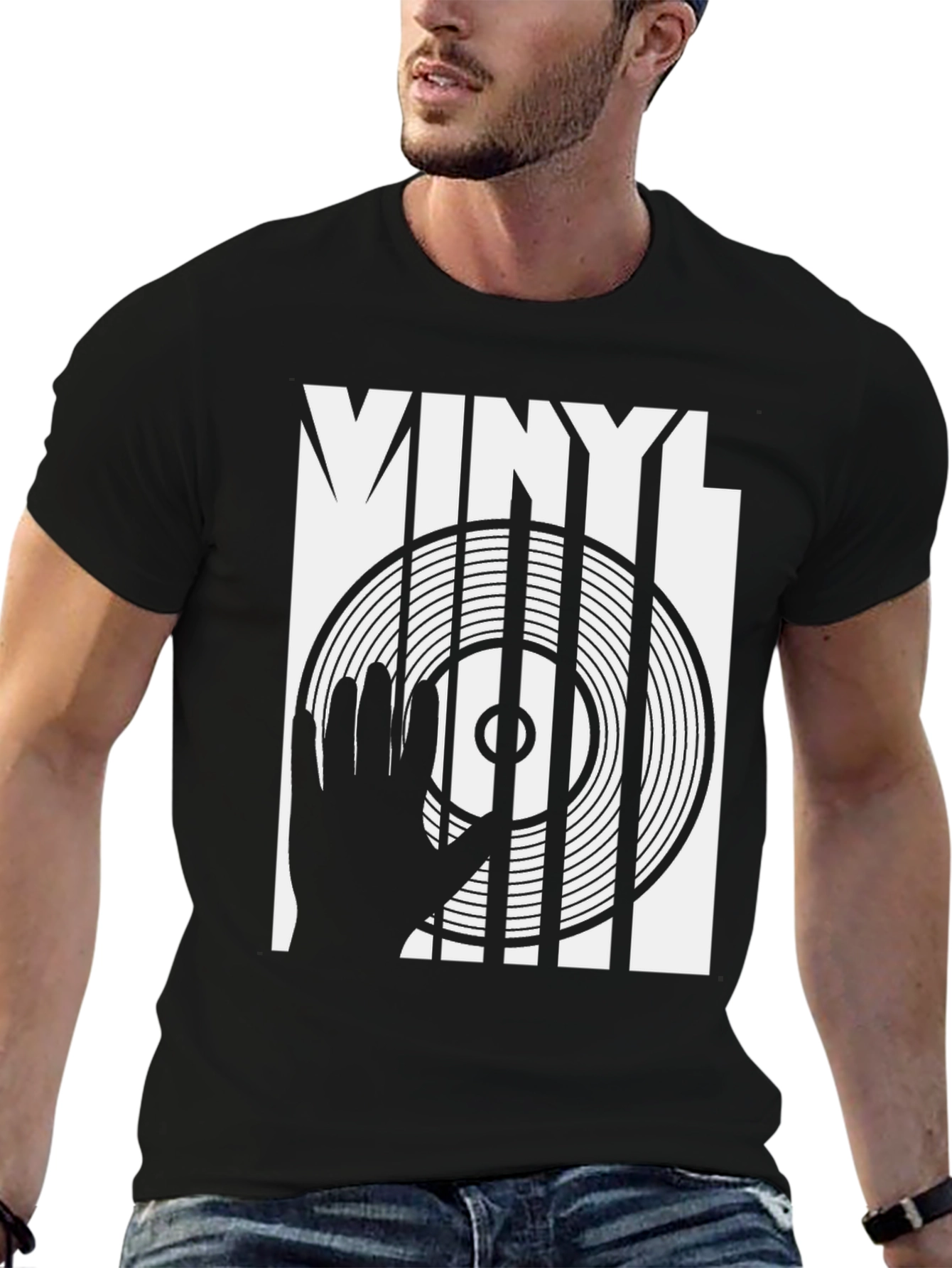 Vinyl DJ Graphic T-Shirt - Black