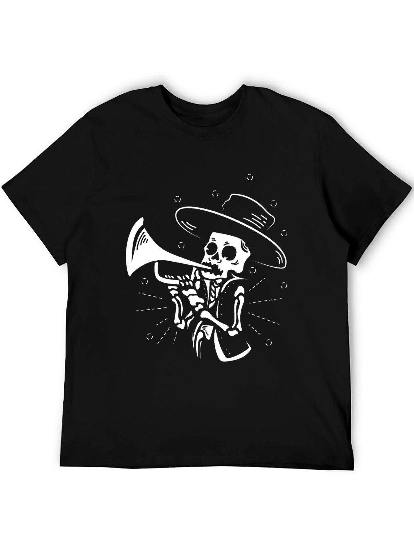 Skeleton Trumpet Player Graphic T-Shirt