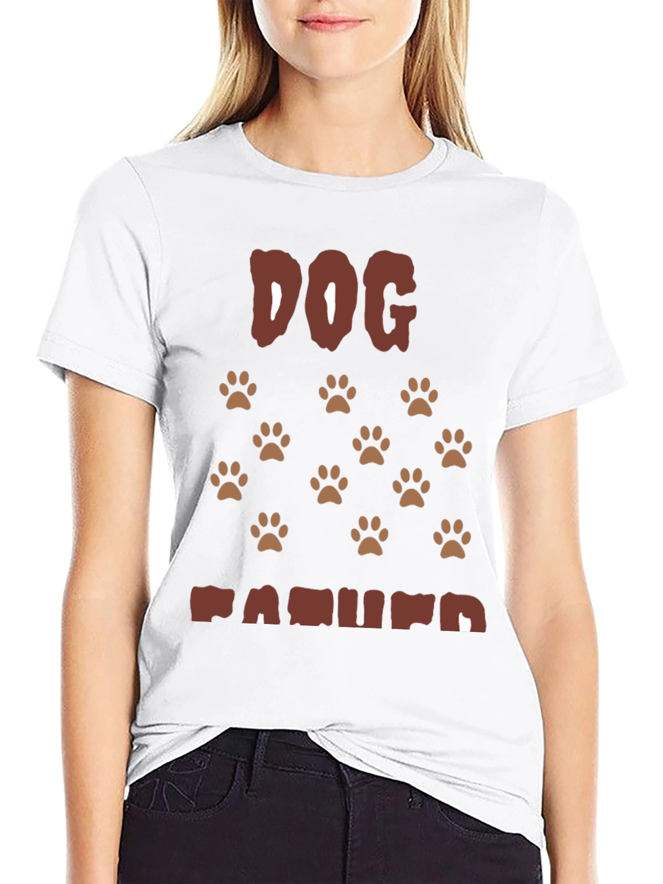 Dog Paw Print T-Shirt - Casual Crew Neck Tee