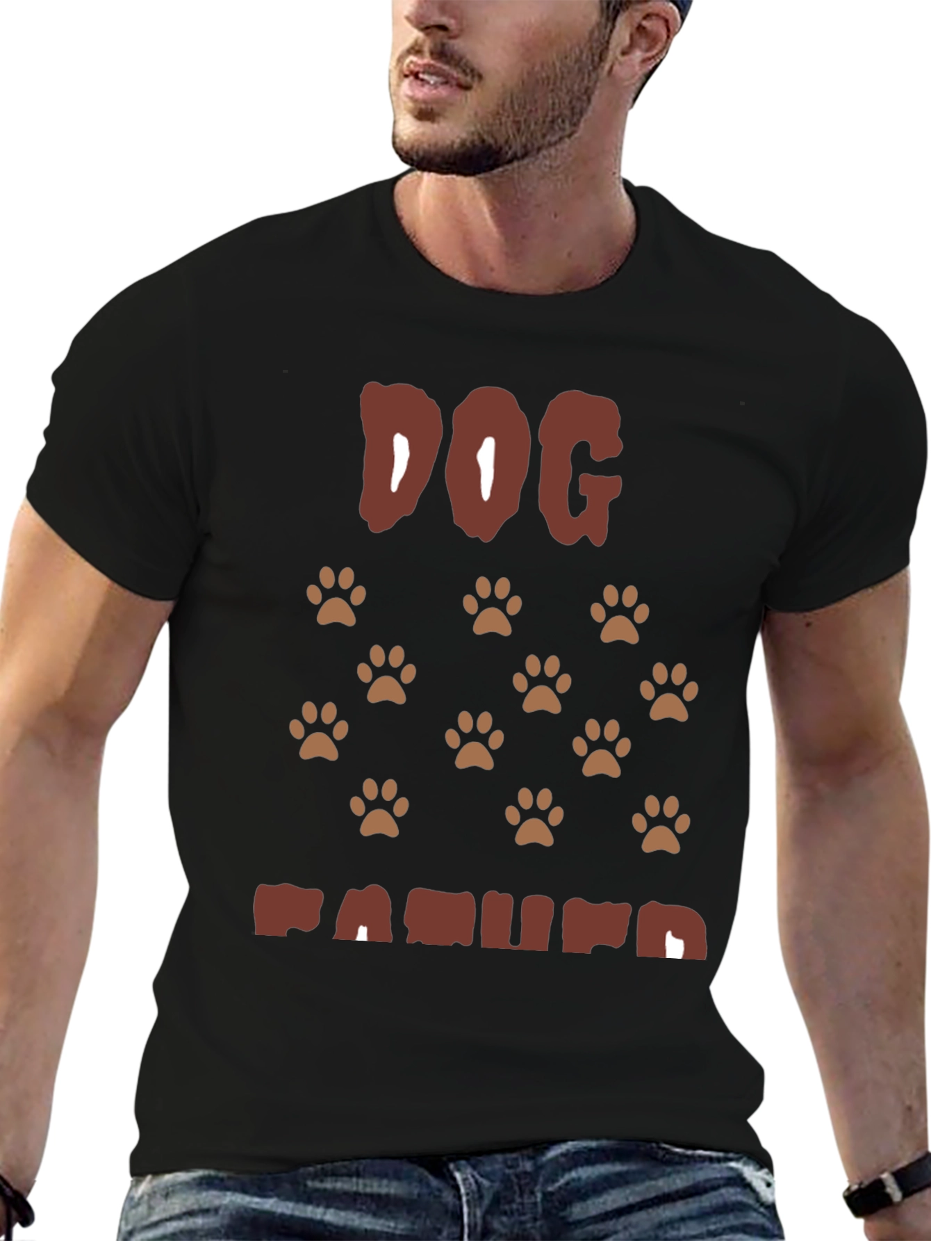 Dog Paw Print T-Shirt - Casual Crew Neck Tee