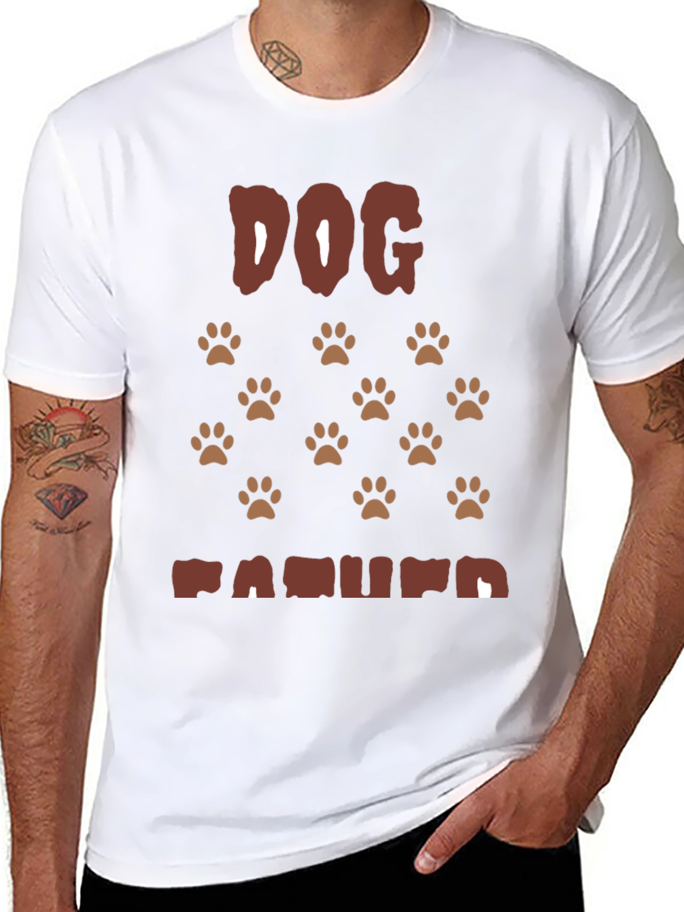 Dog Paw Print T-Shirt - Casual Crew Neck Tee