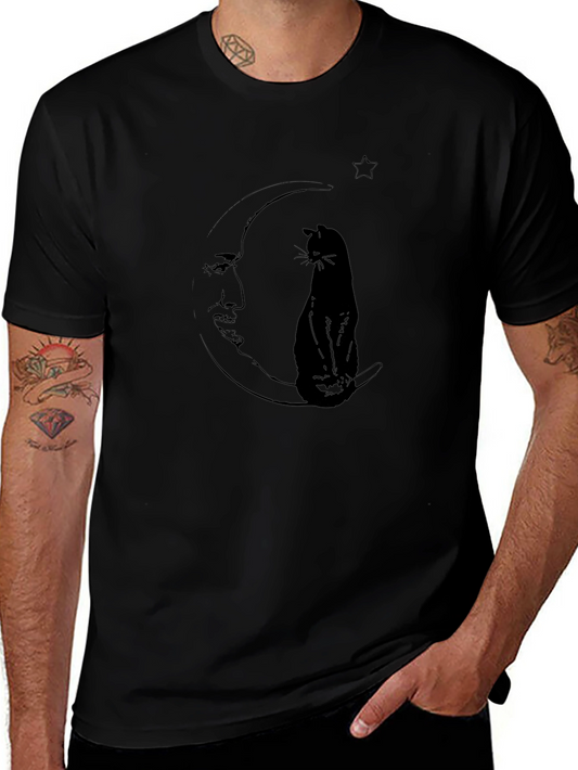 Black Cat Moon T-Shirt - Celestial Graphic Tee