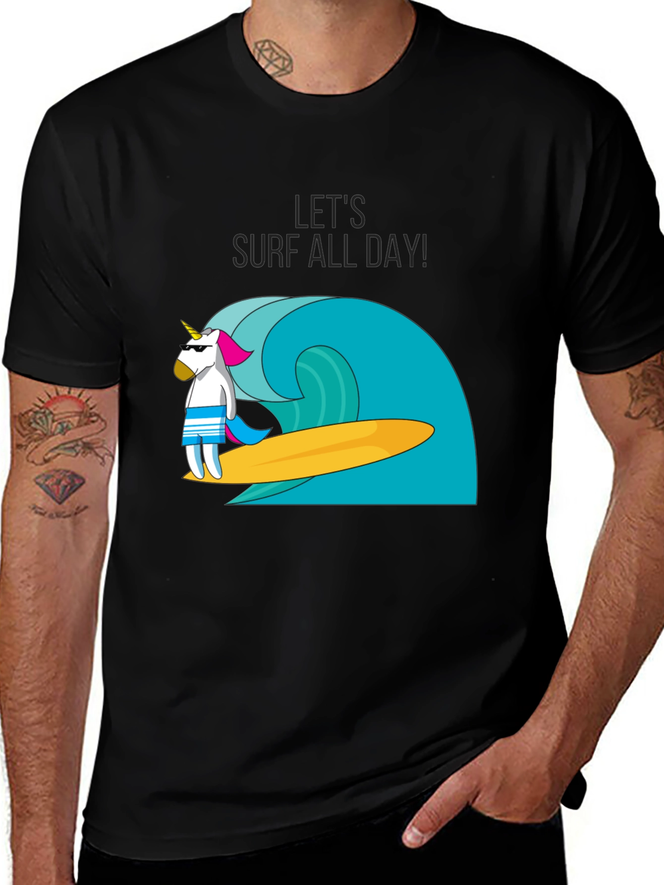 Cool Unicorn Surfing T-Shirt