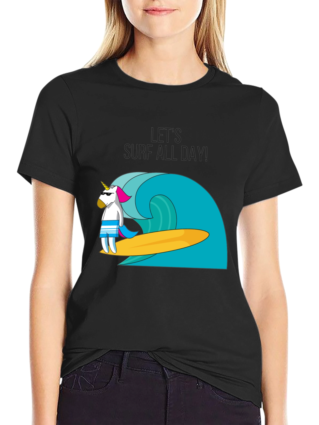 Cool Unicorn Surfing T-Shirt