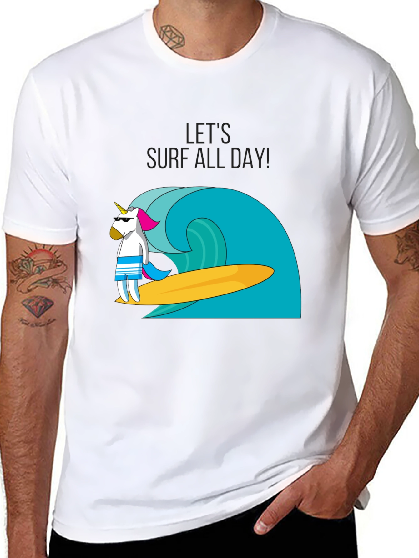Cool Unicorn Surfing T-Shirt