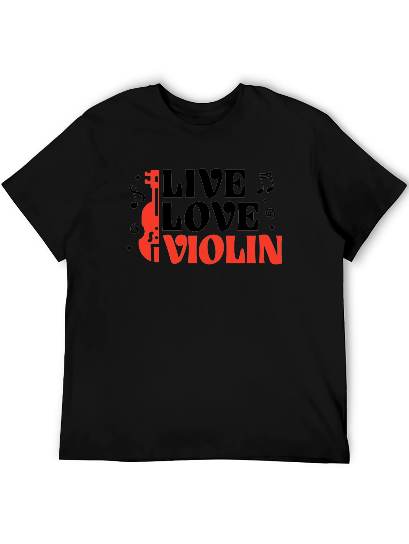 Live Love Violin Black Graphic T-Shirt