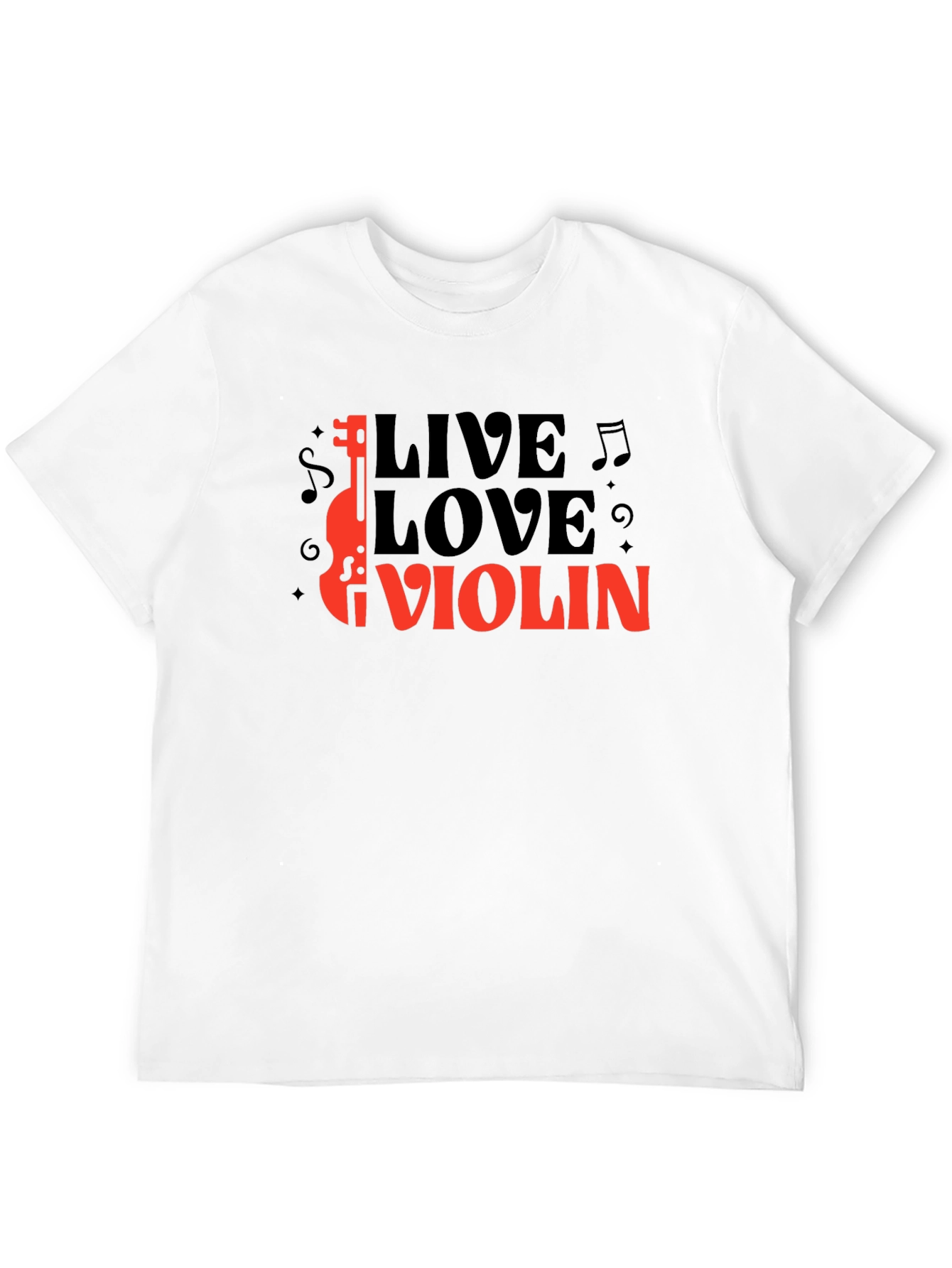 Live Love Violin Black Graphic T-Shirt