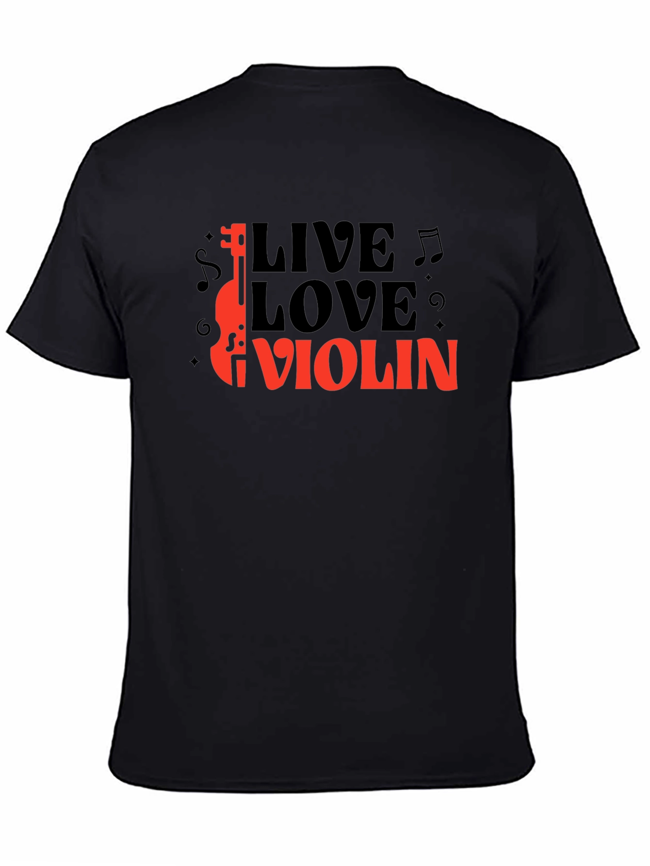 Live Love Violin Black Graphic T-Shirt