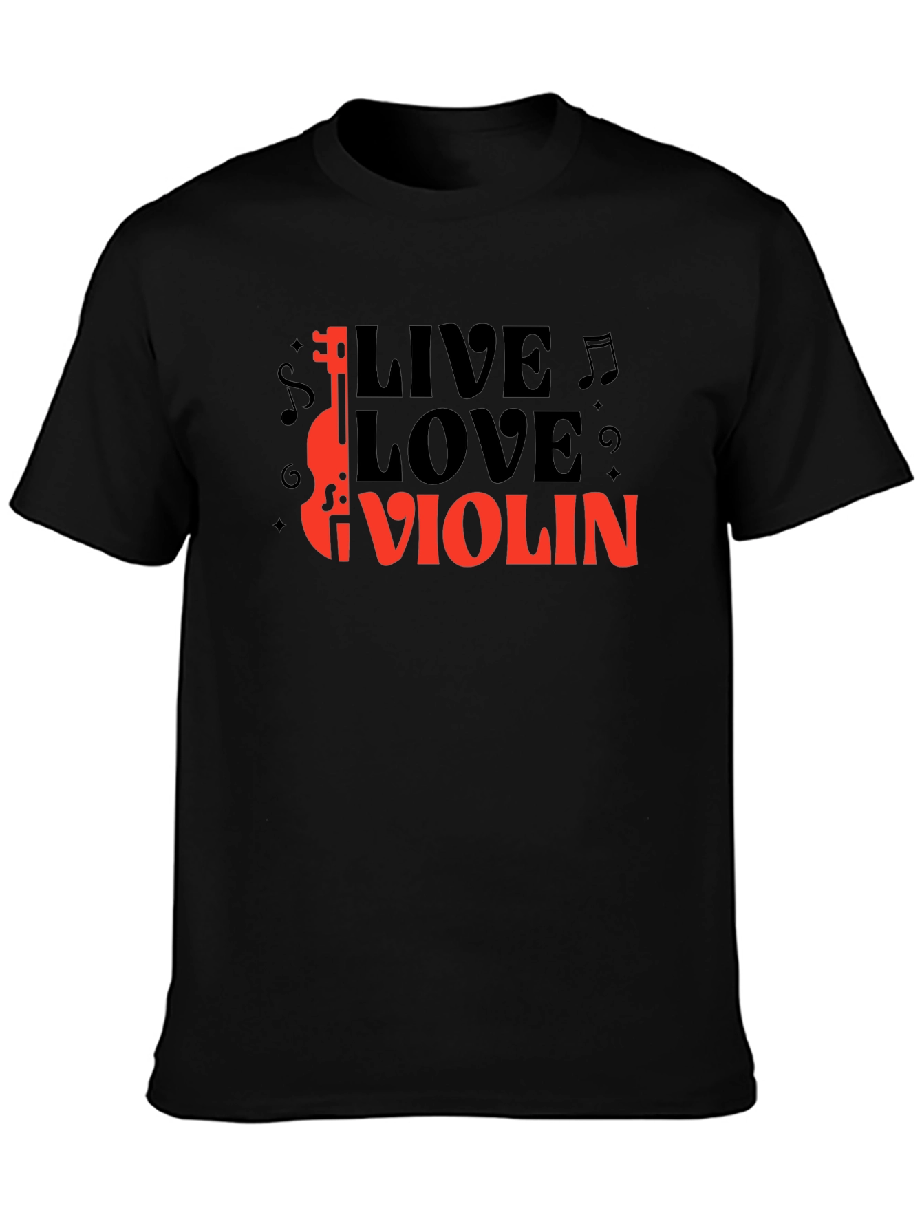 Live Love Violin Black Graphic T-Shirt