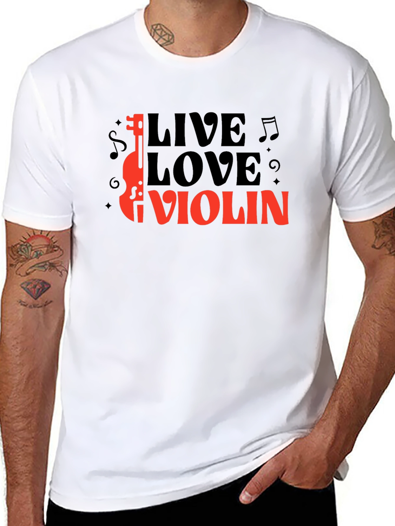 Live Love Violin Black Graphic T-Shirt