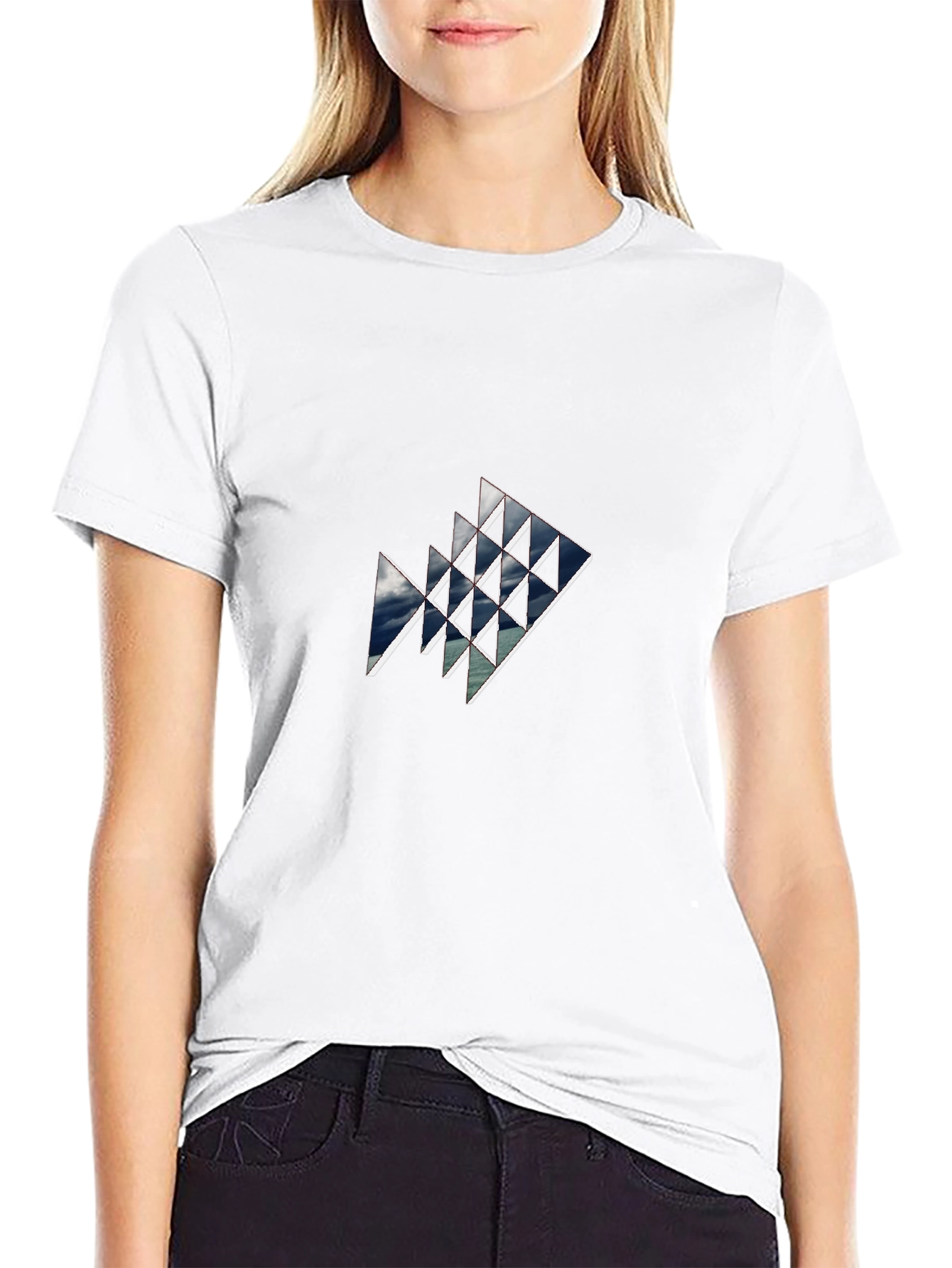 Geometric Sky Triangle Black Tee