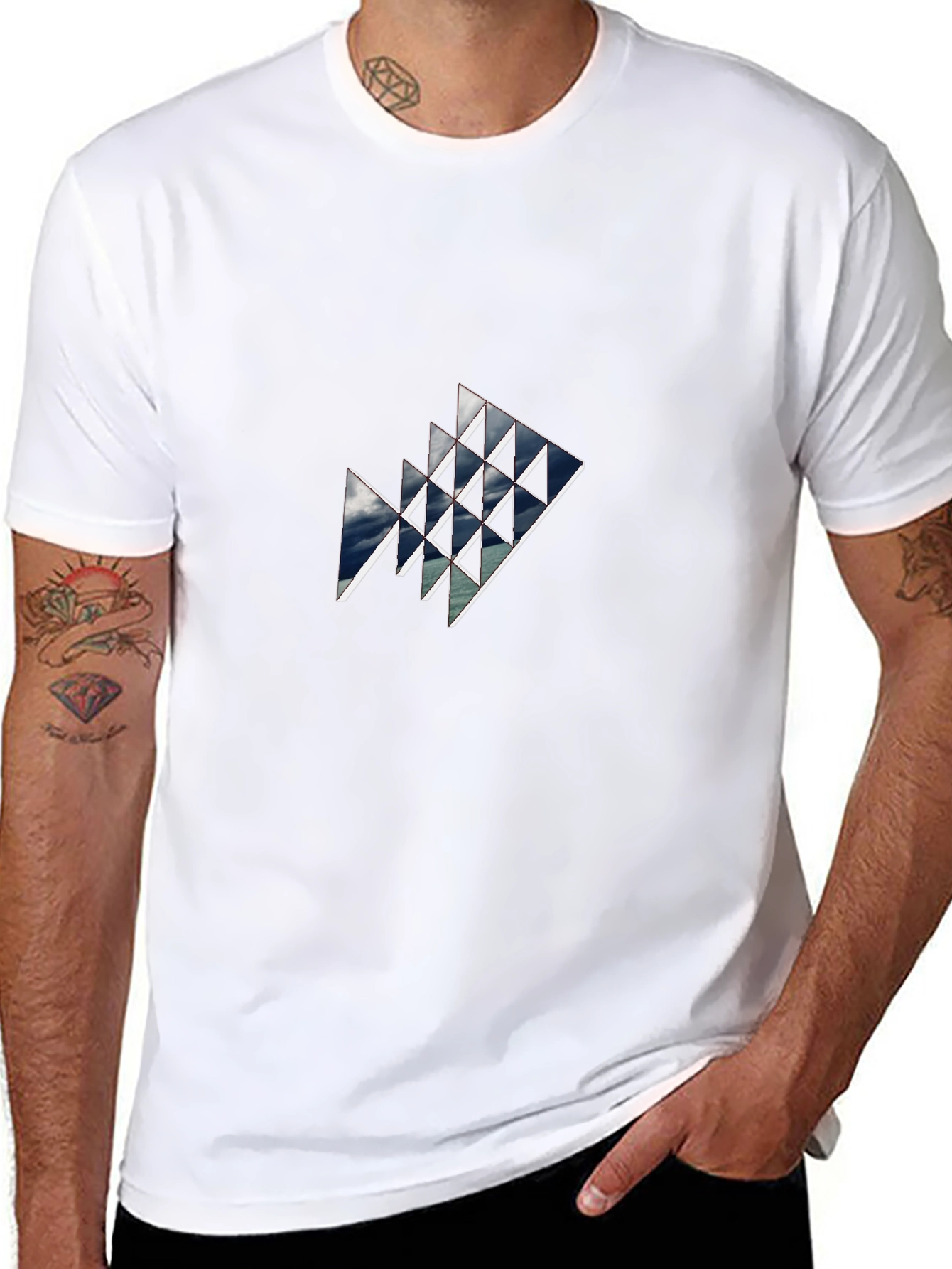 Geometric Sky Triangle Black Tee
