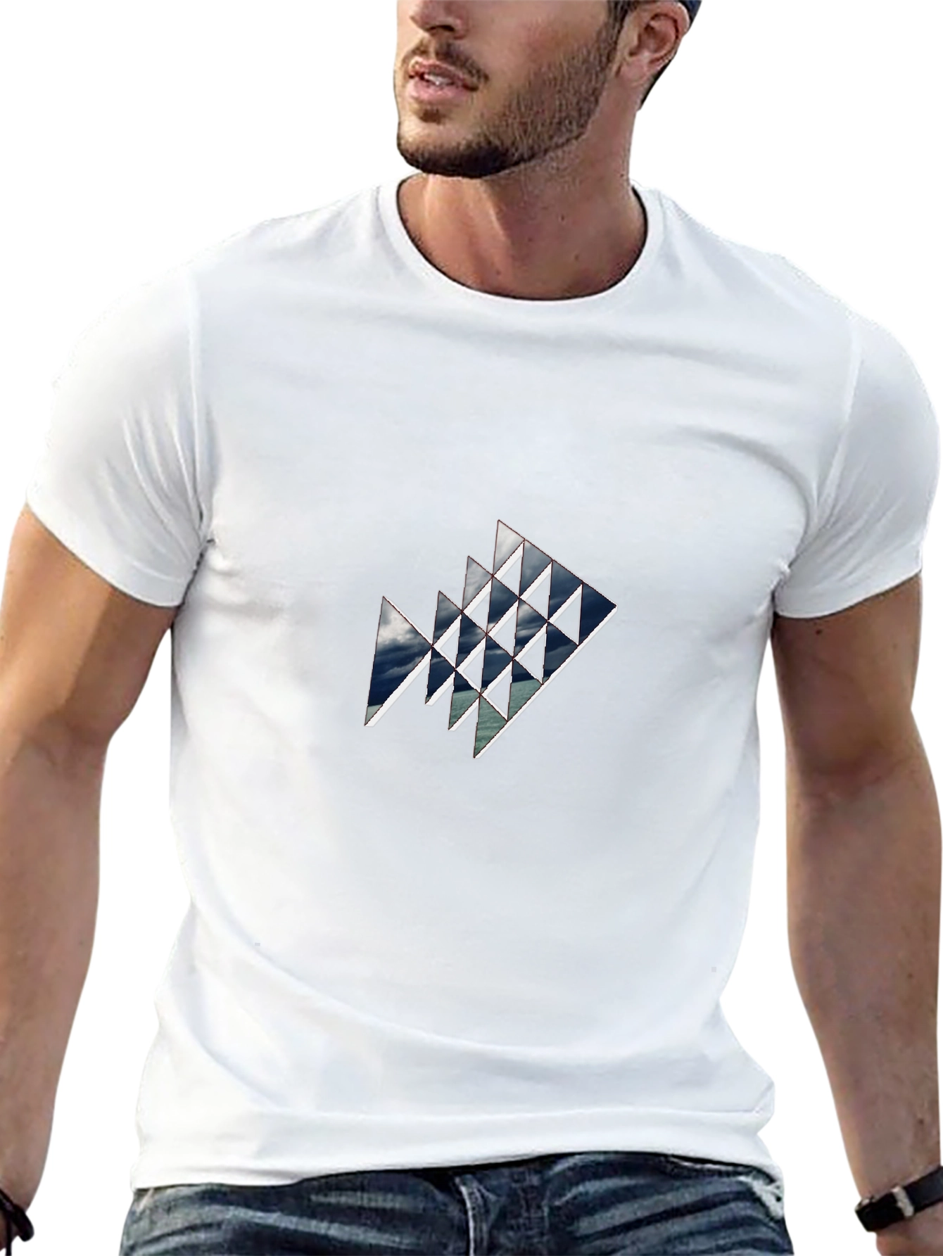 Geometric Sky Triangle Black Tee