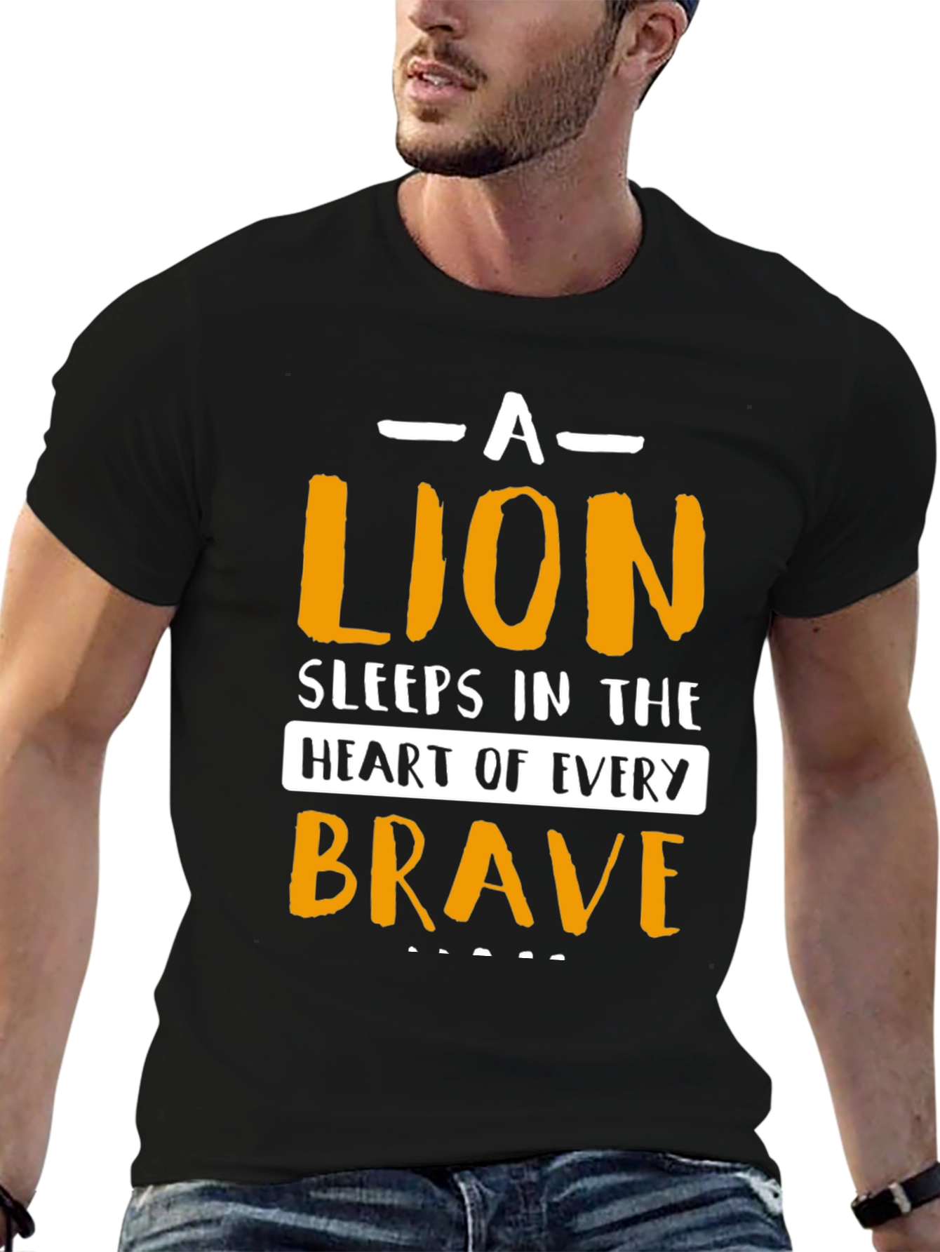 Brave Lion Graphic T-Shirt - Black