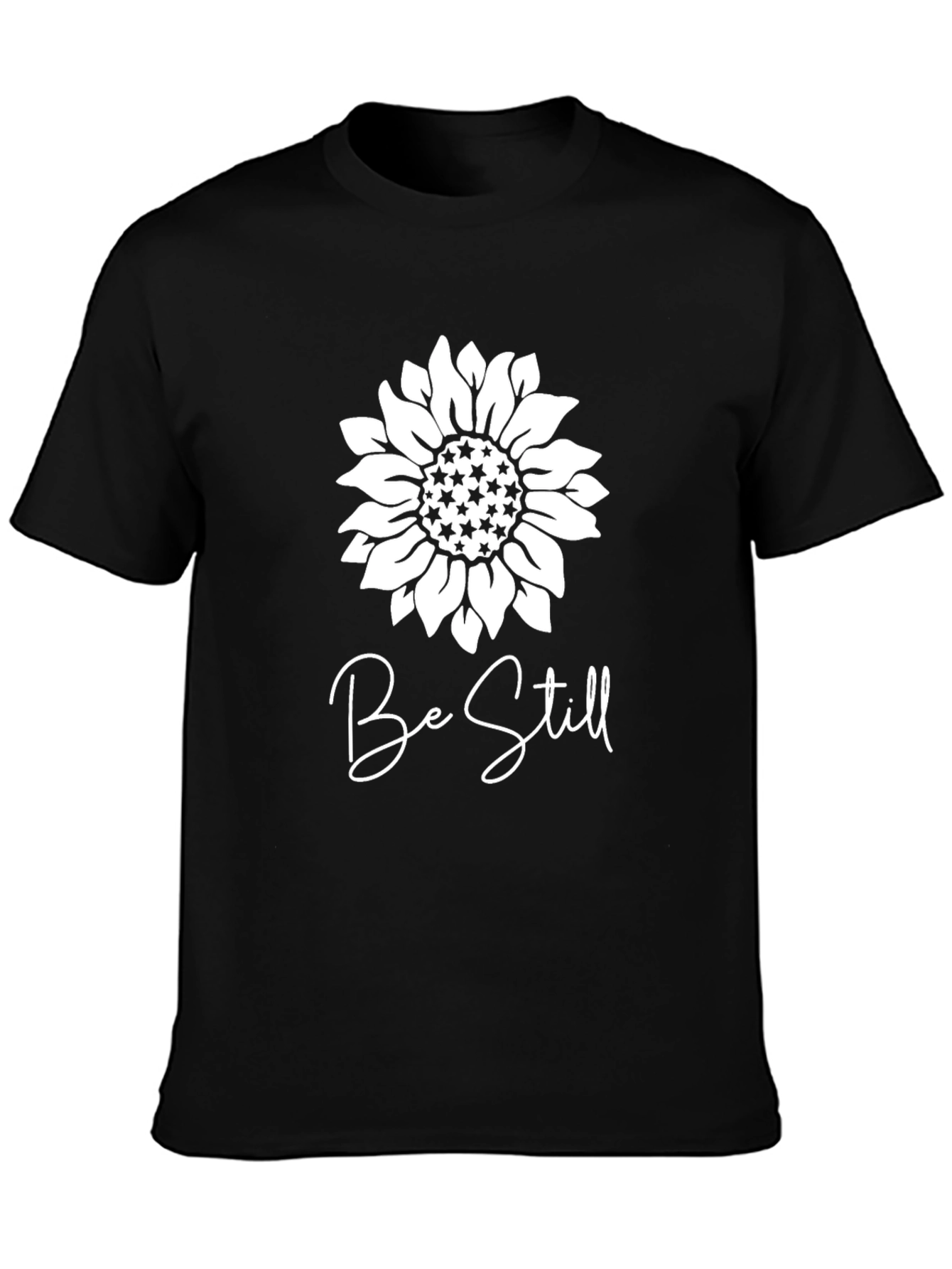 Be Still Sunflower Graphic Black T-Shirt