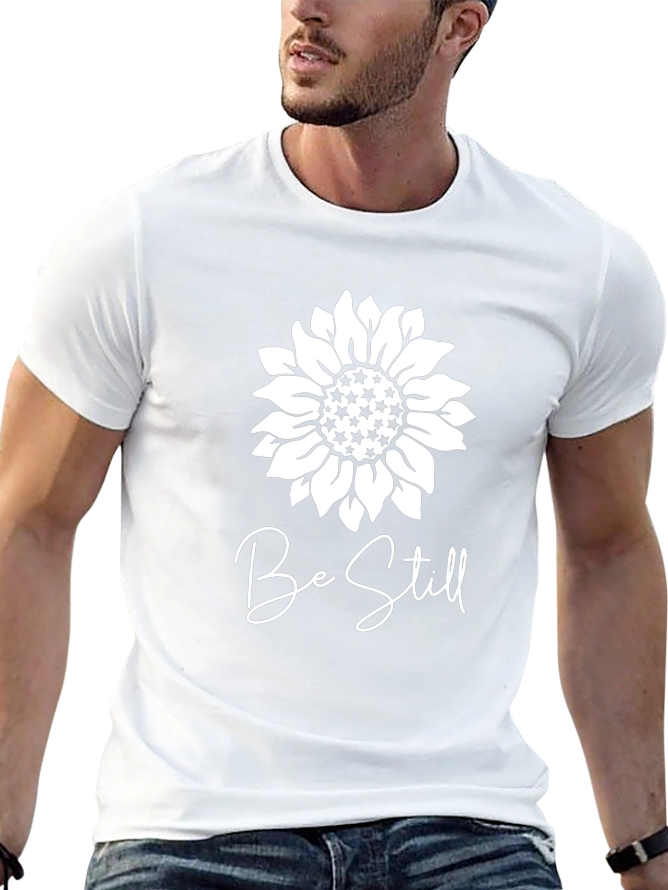 Be Still Sunflower Graphic Black T-Shirt