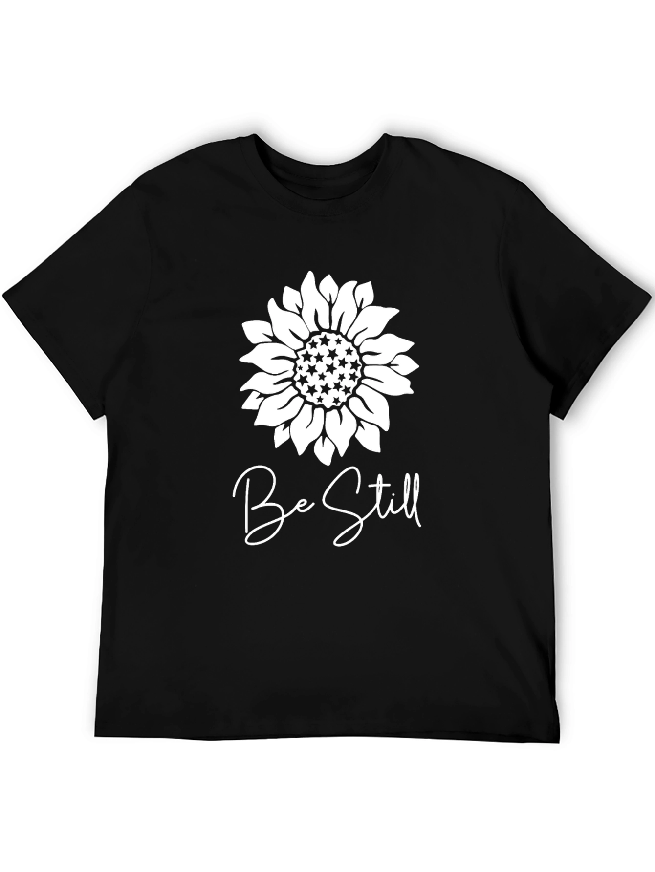 Be Still Sunflower Graphic Black T-Shirt