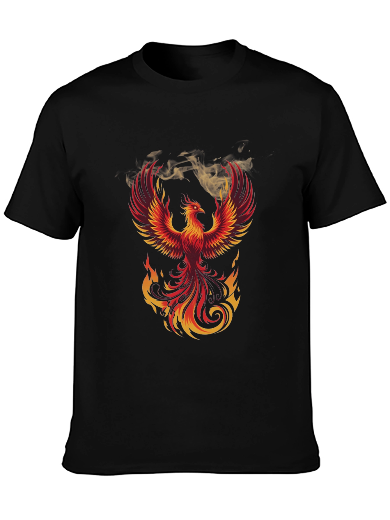 Fiery Phoenix Graphic T-Shirt - Bold Black Tee