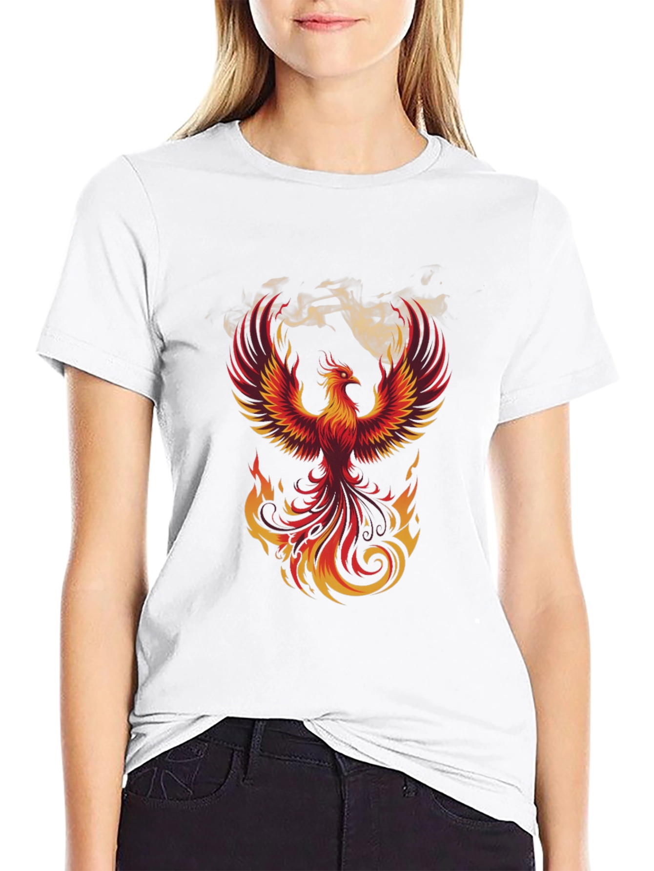 Fiery Phoenix Graphic T-Shirt - Bold Black Tee