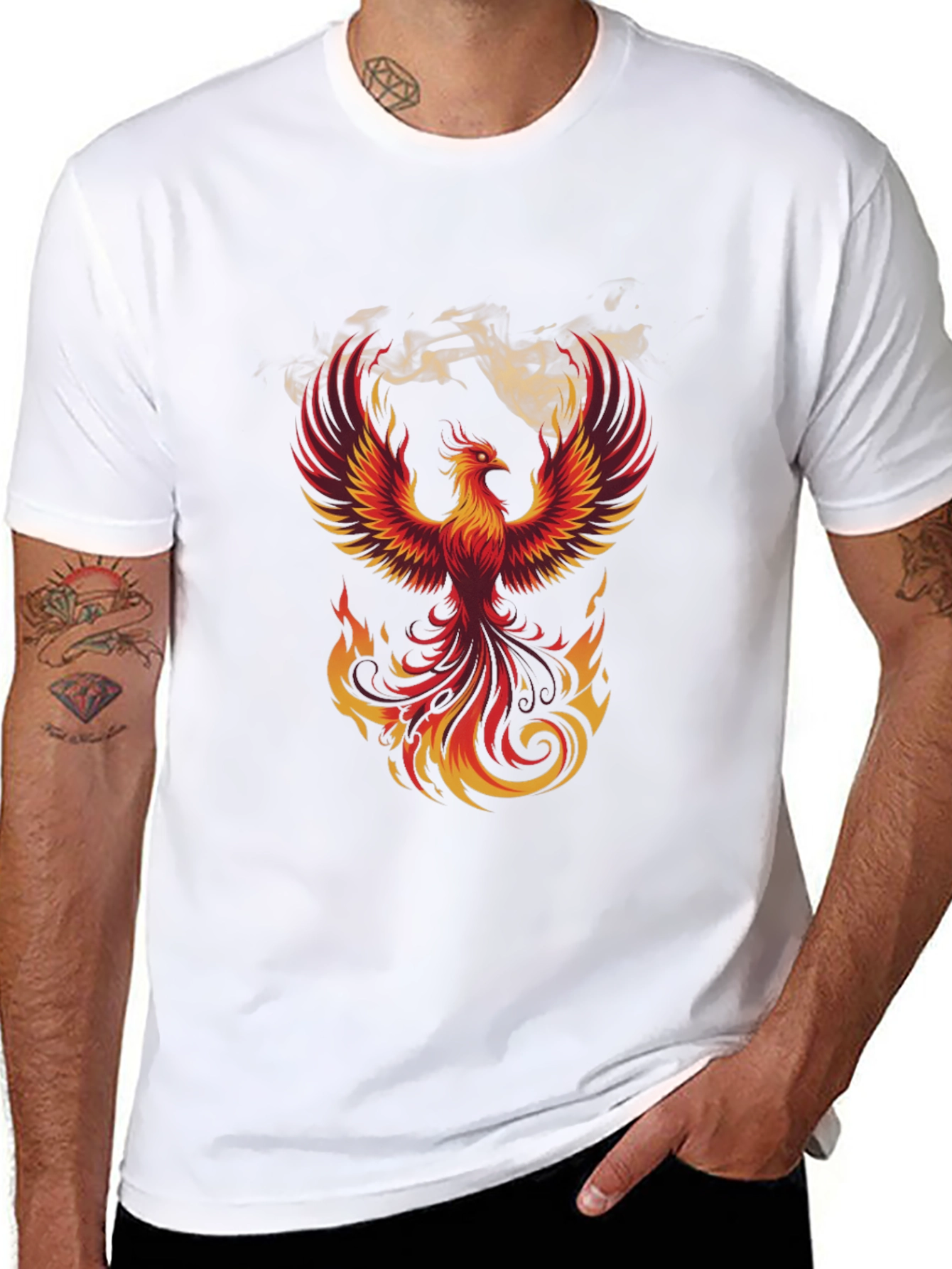 Fiery Phoenix Graphic T-Shirt - Bold Black Tee