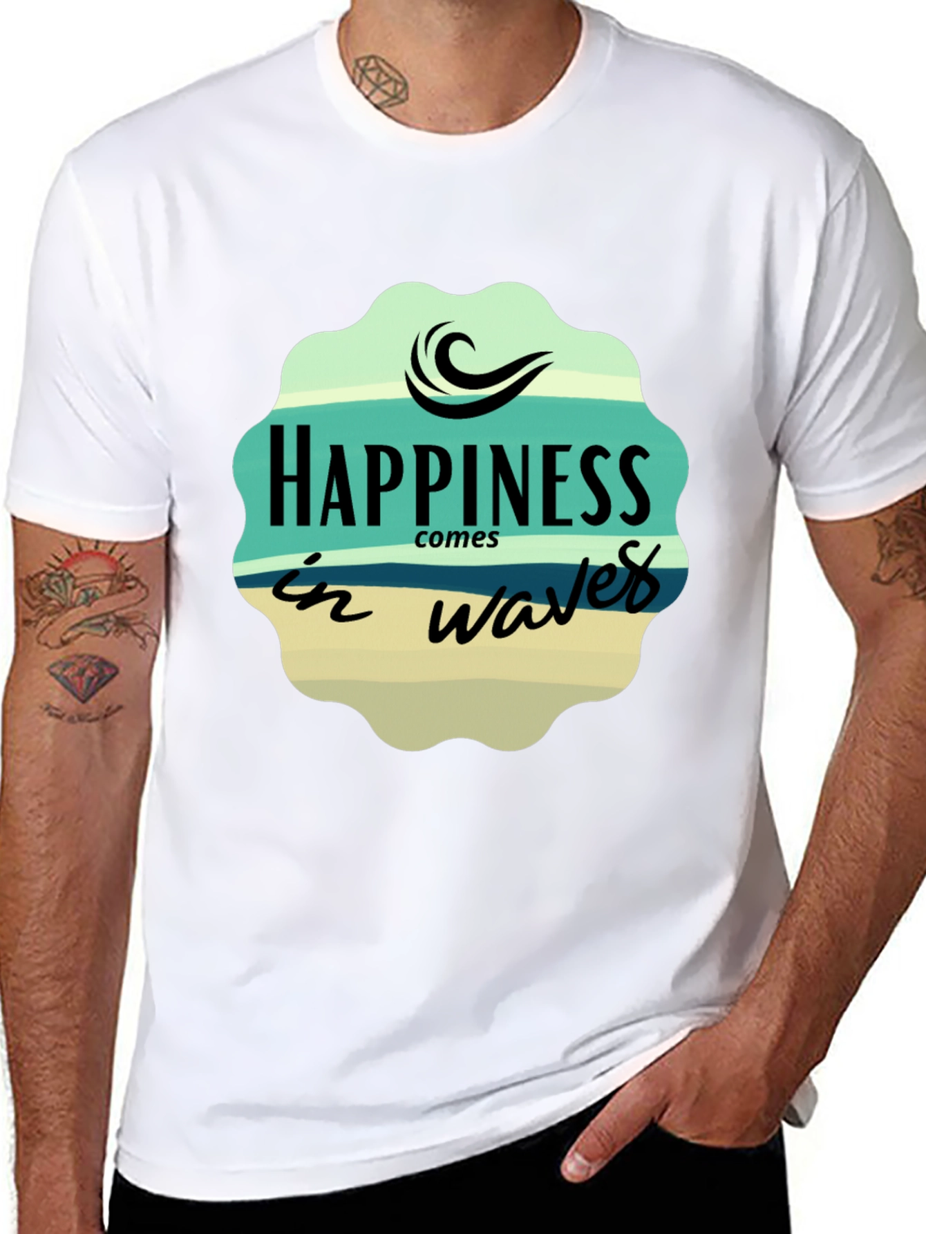 Happiness Comes in Waves Graphic T-Shirt