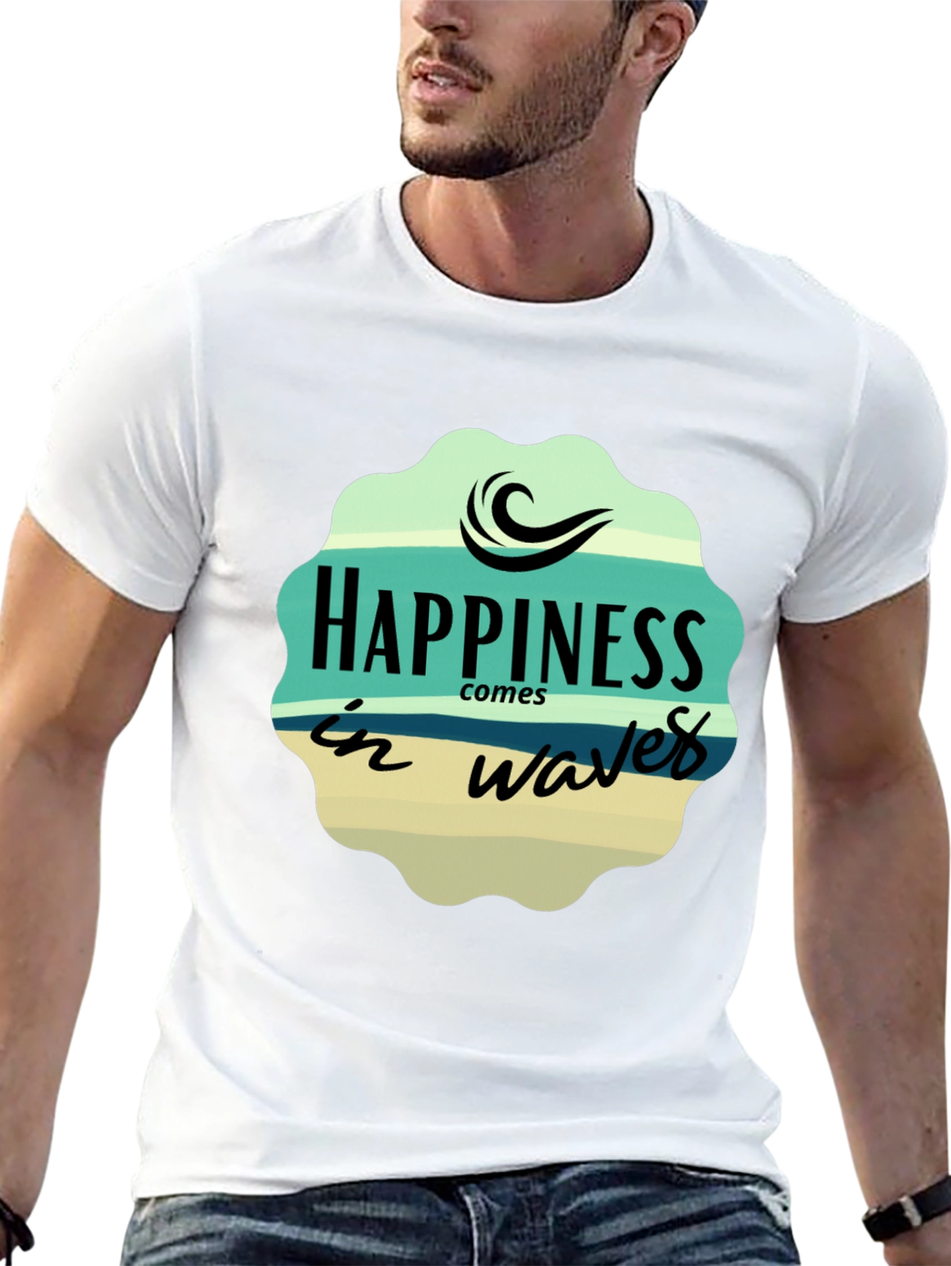 Happiness Comes in Waves Graphic T-Shirt