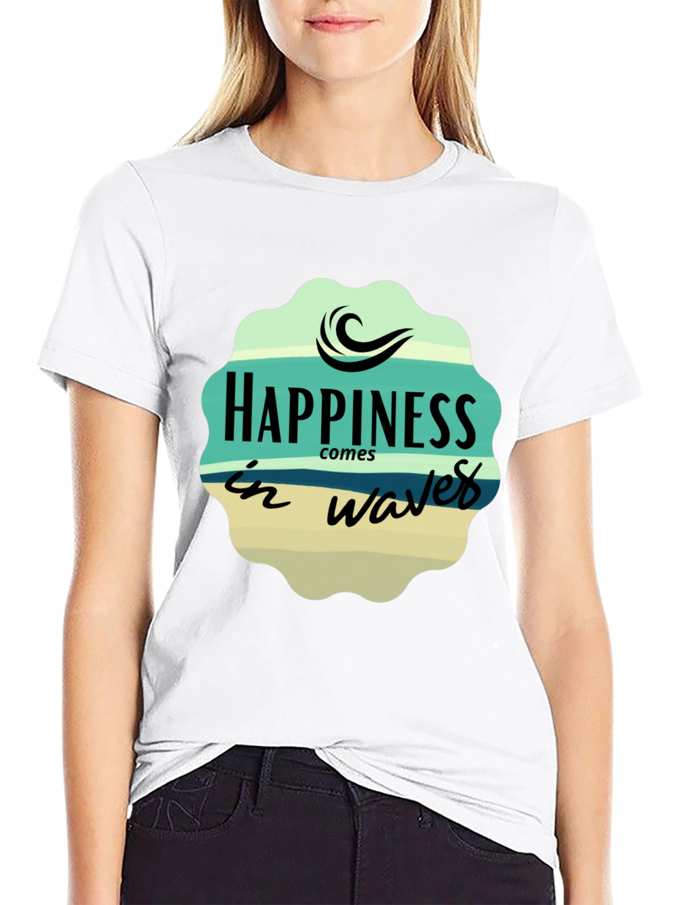 Happiness Comes in Waves Graphic T-Shirt
