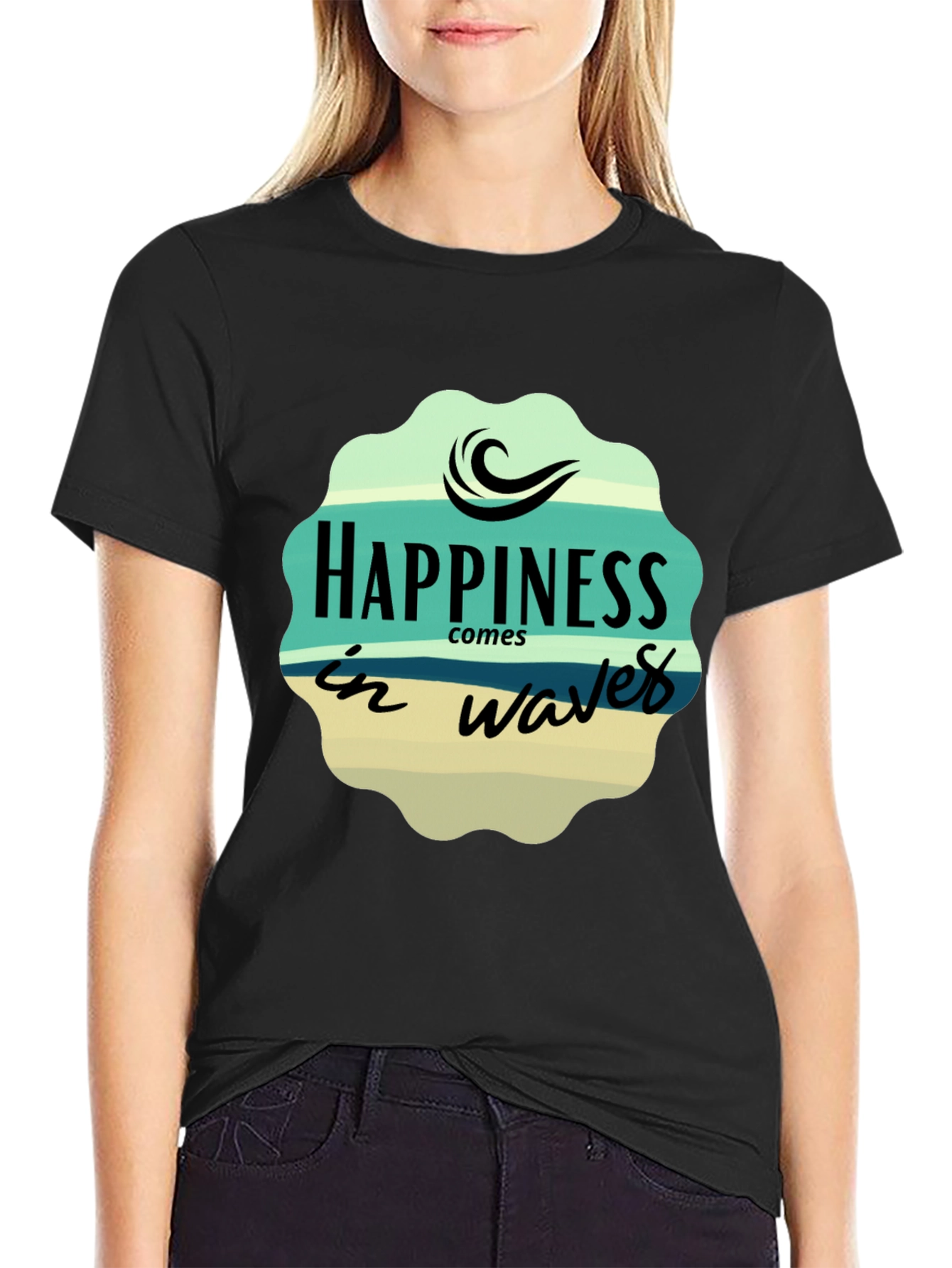 Happiness Comes in Waves Graphic T-Shirt