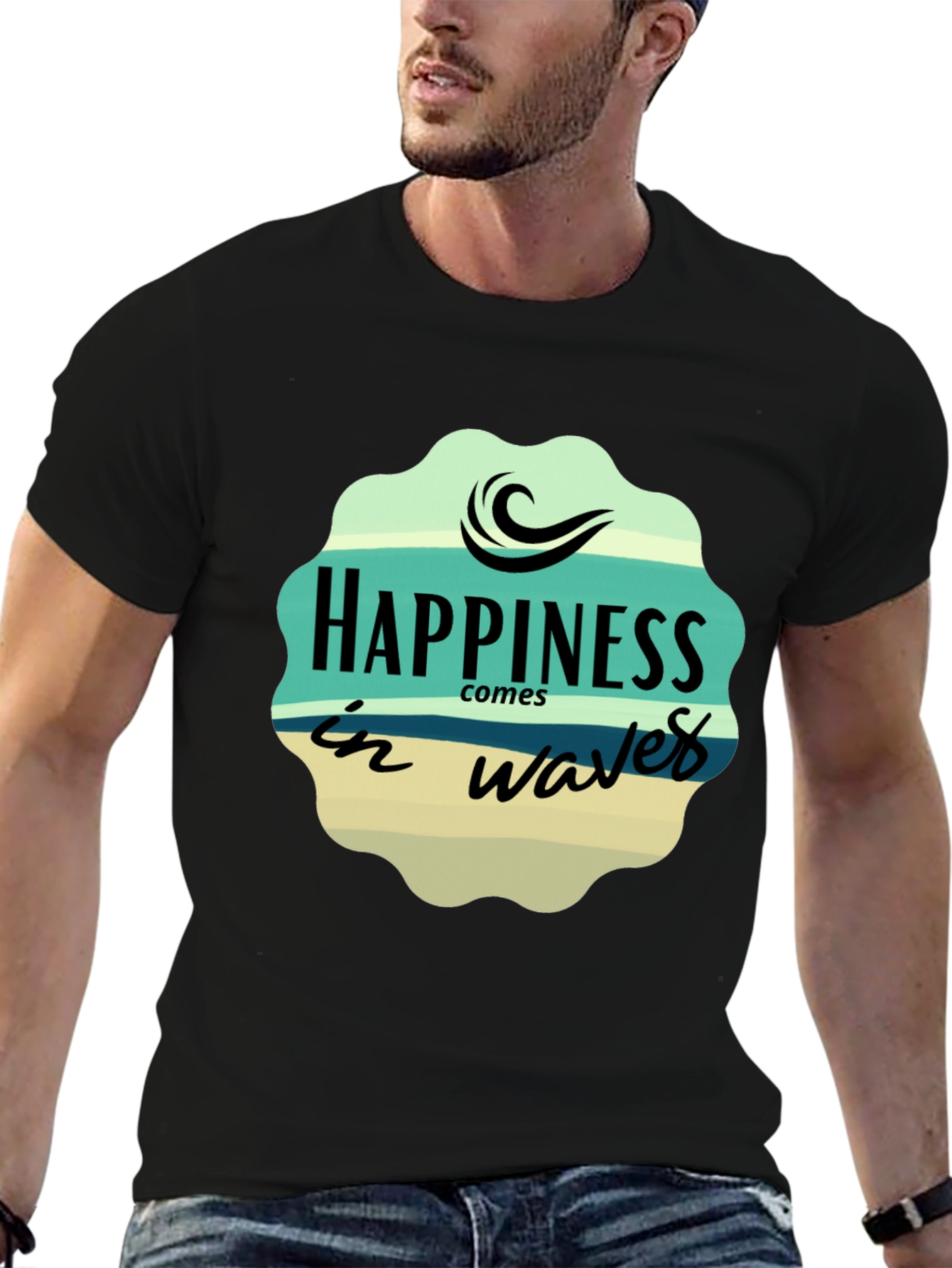 Happiness Comes in Waves Graphic T-Shirt