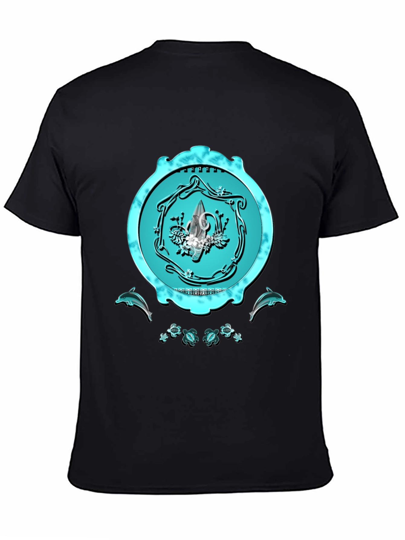 Ocean Emblem Graphic Tee - Sleek Black Shirt
