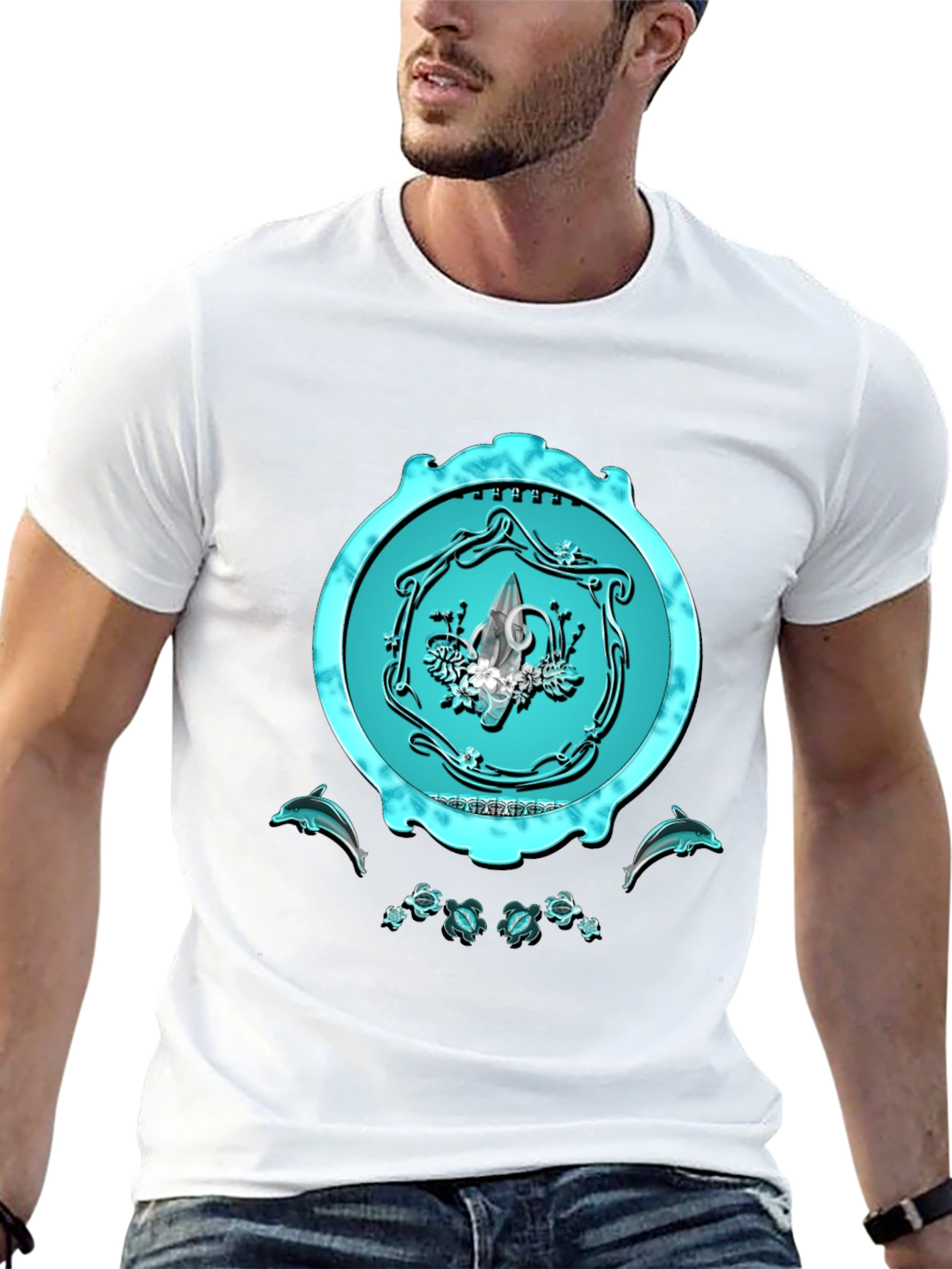 Ocean Emblem Graphic Tee - Sleek Black Shirt