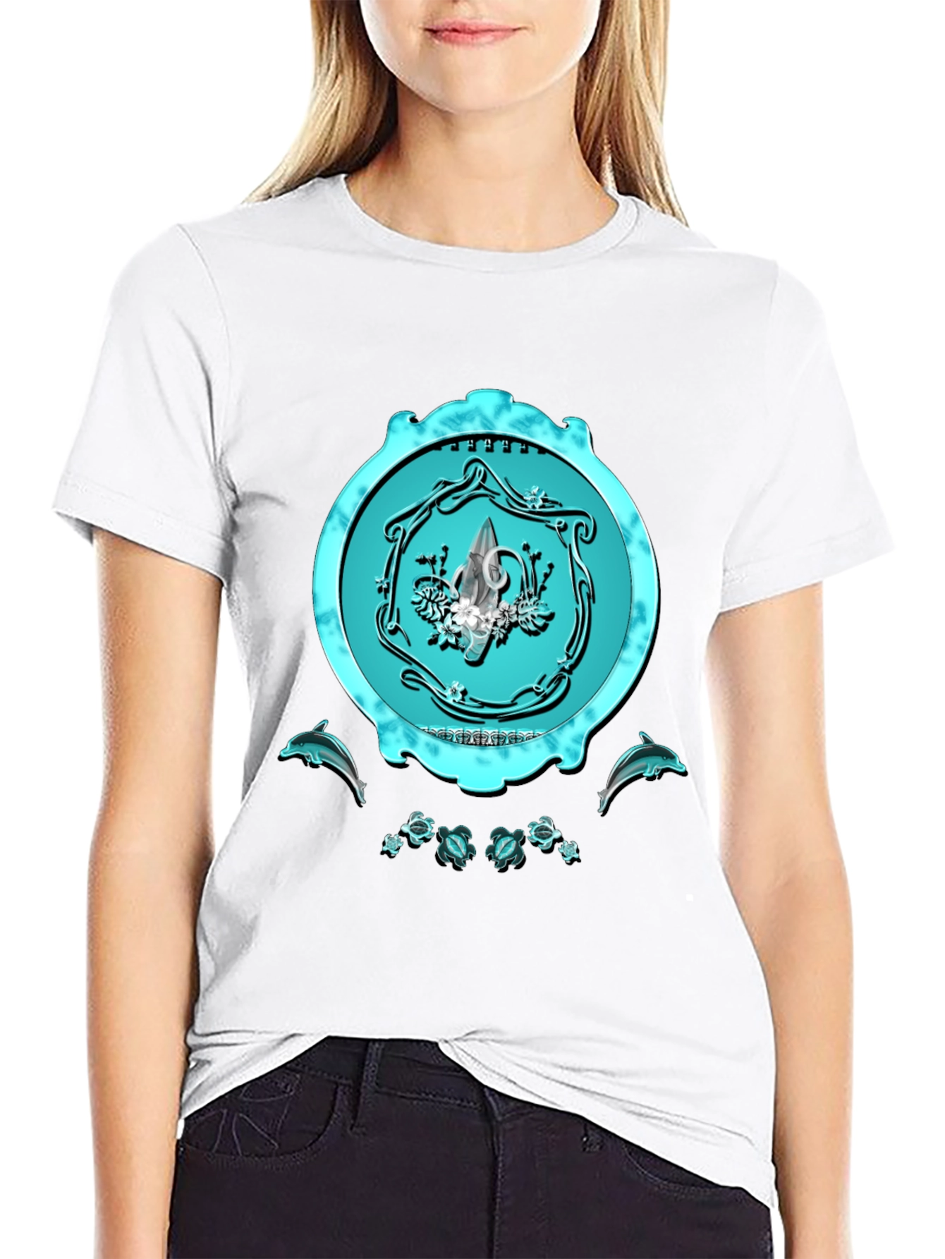 Ocean Emblem Graphic Tee - Sleek Black Shirt