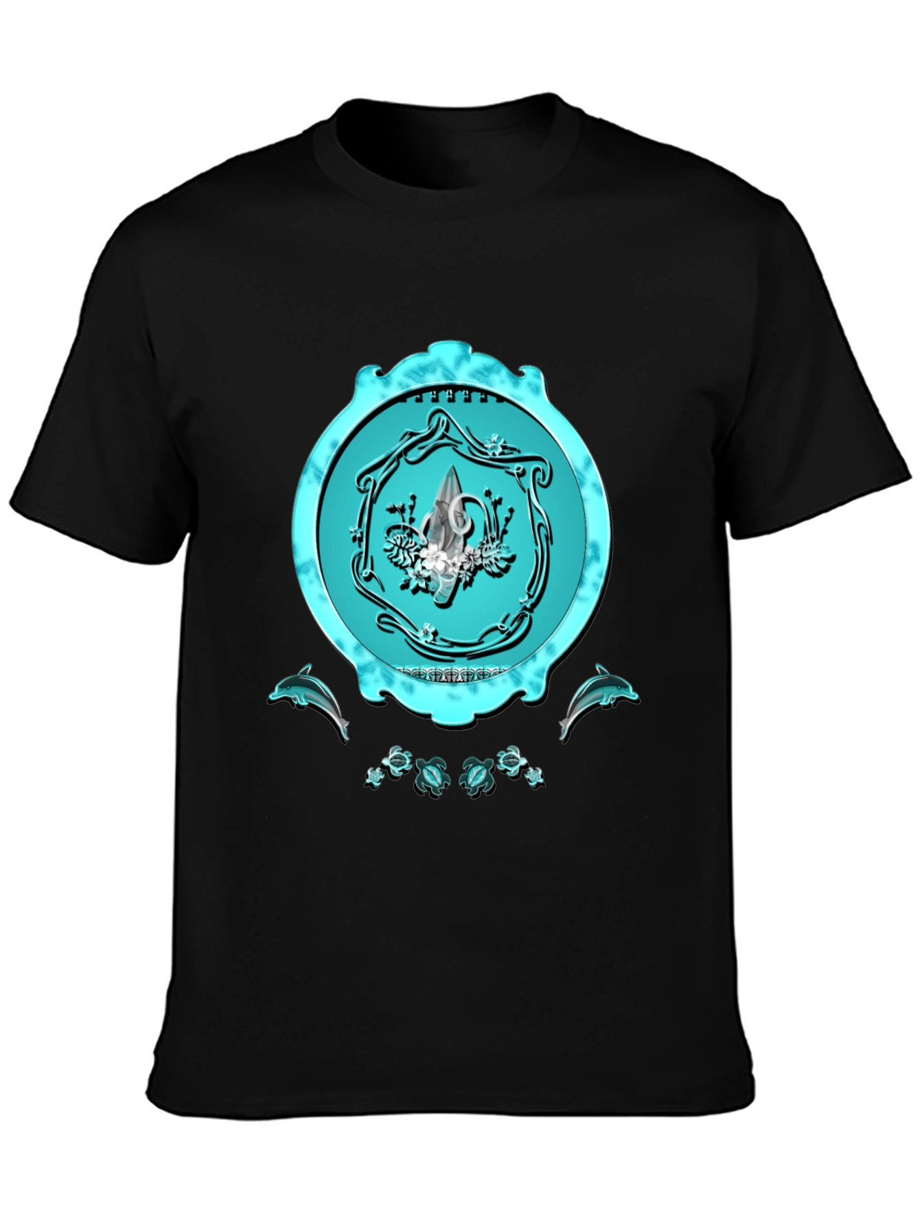 Ocean Emblem Graphic Tee - Sleek Black Shirt