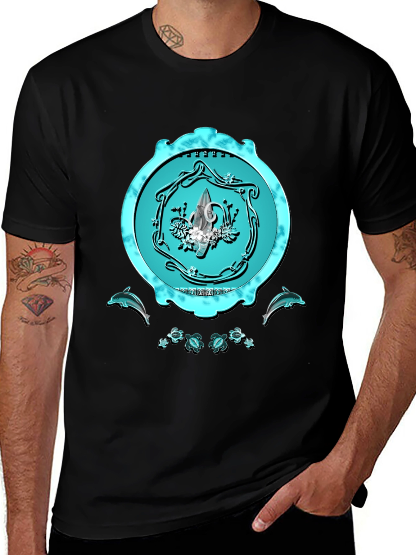 Ocean Emblem Graphic Tee - Sleek Black Shirt