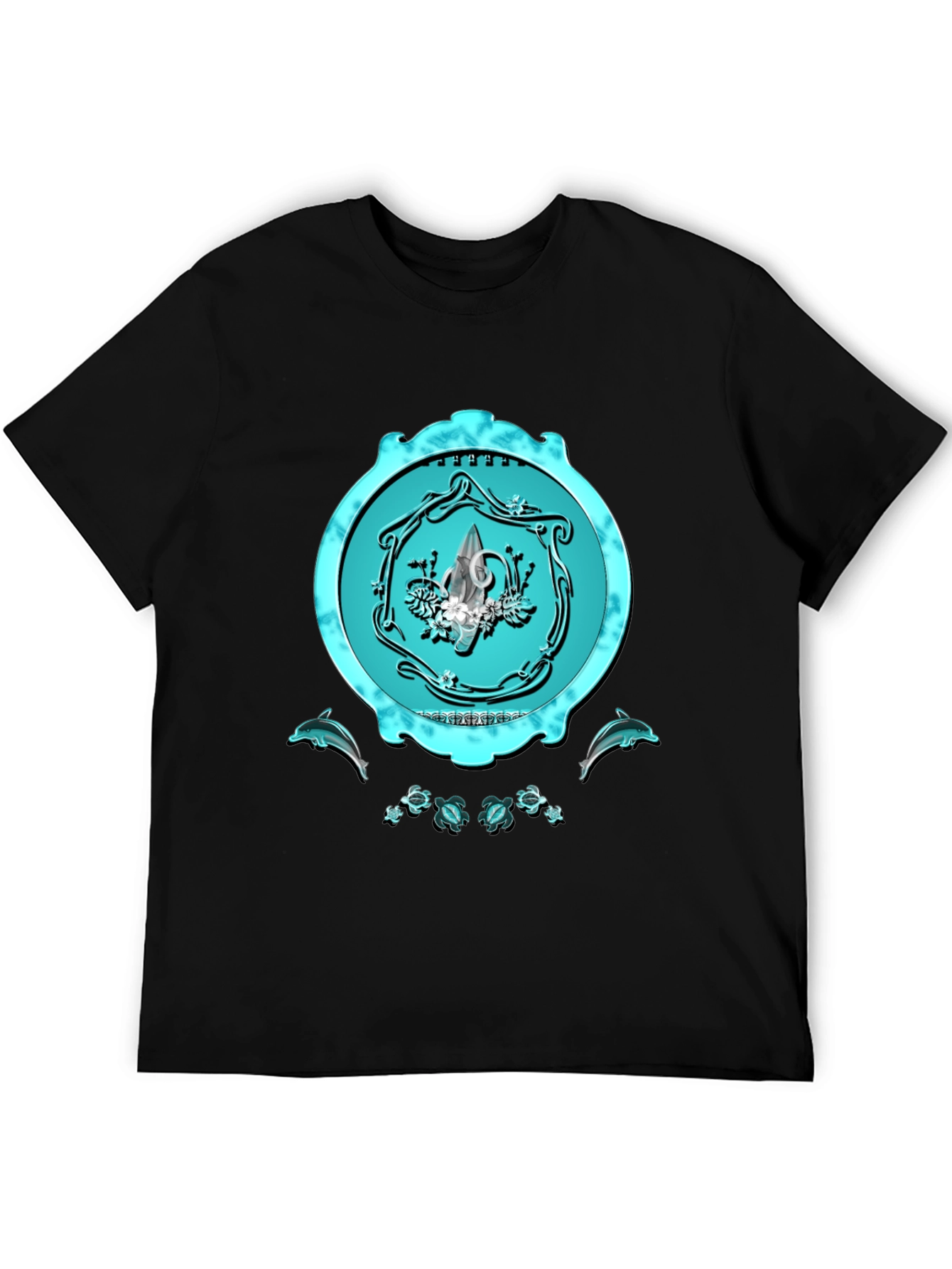 Ocean Emblem Graphic Tee - Sleek Black Shirt