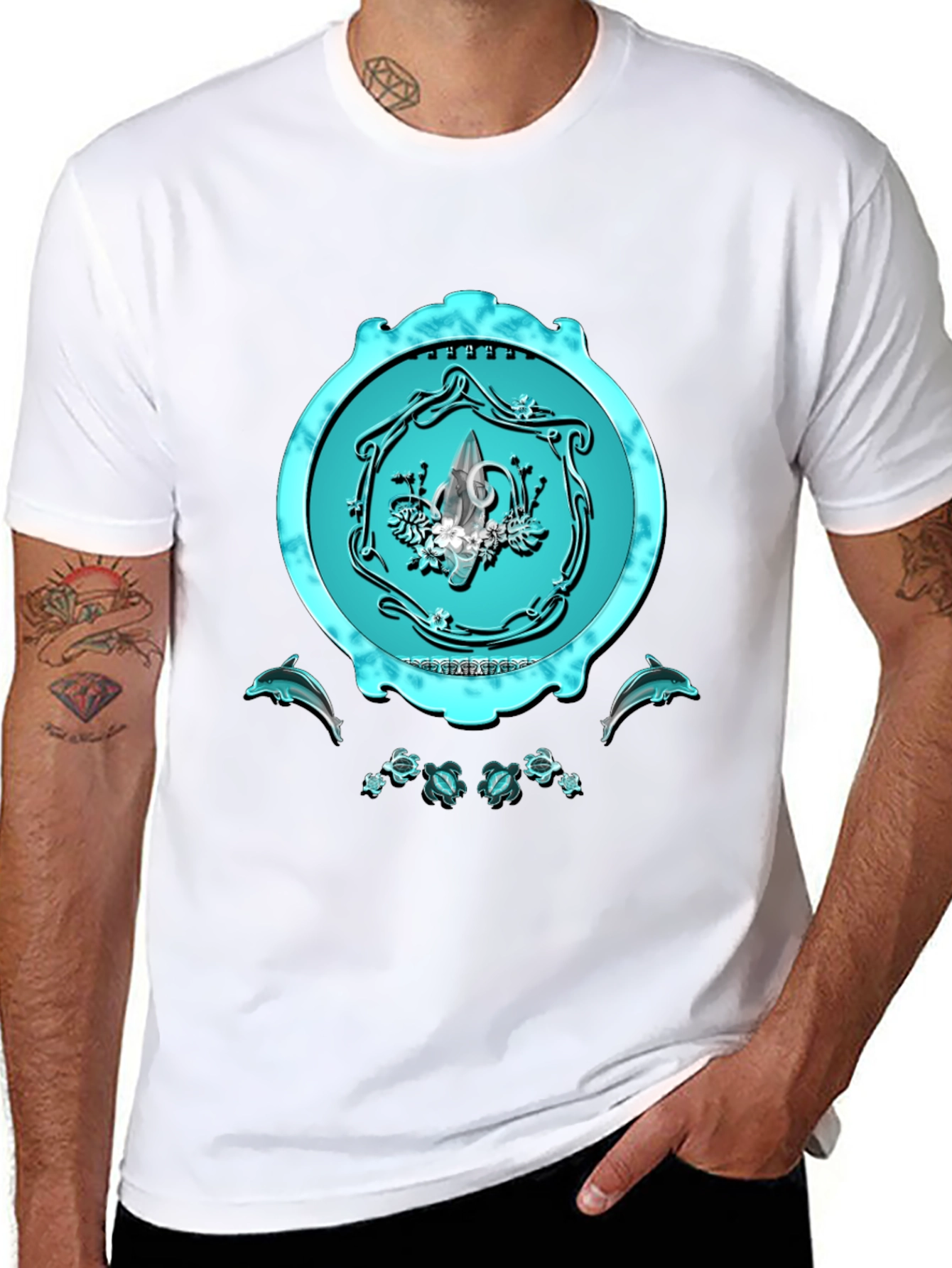 Ocean Emblem Graphic Tee - Sleek Black Shirt