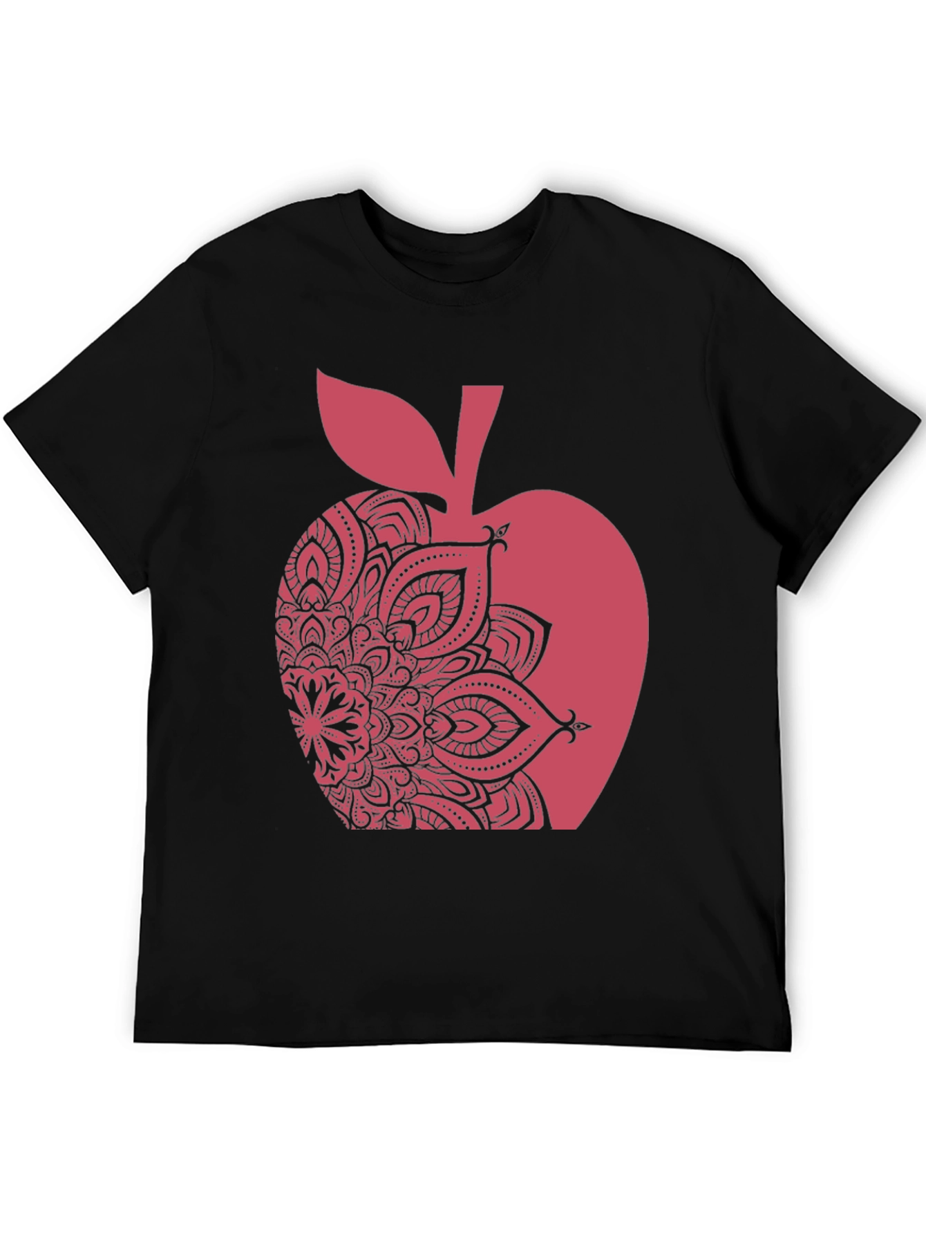 Apple Mandala Graphic Tee - Stylish Mens Black T-Shirt
