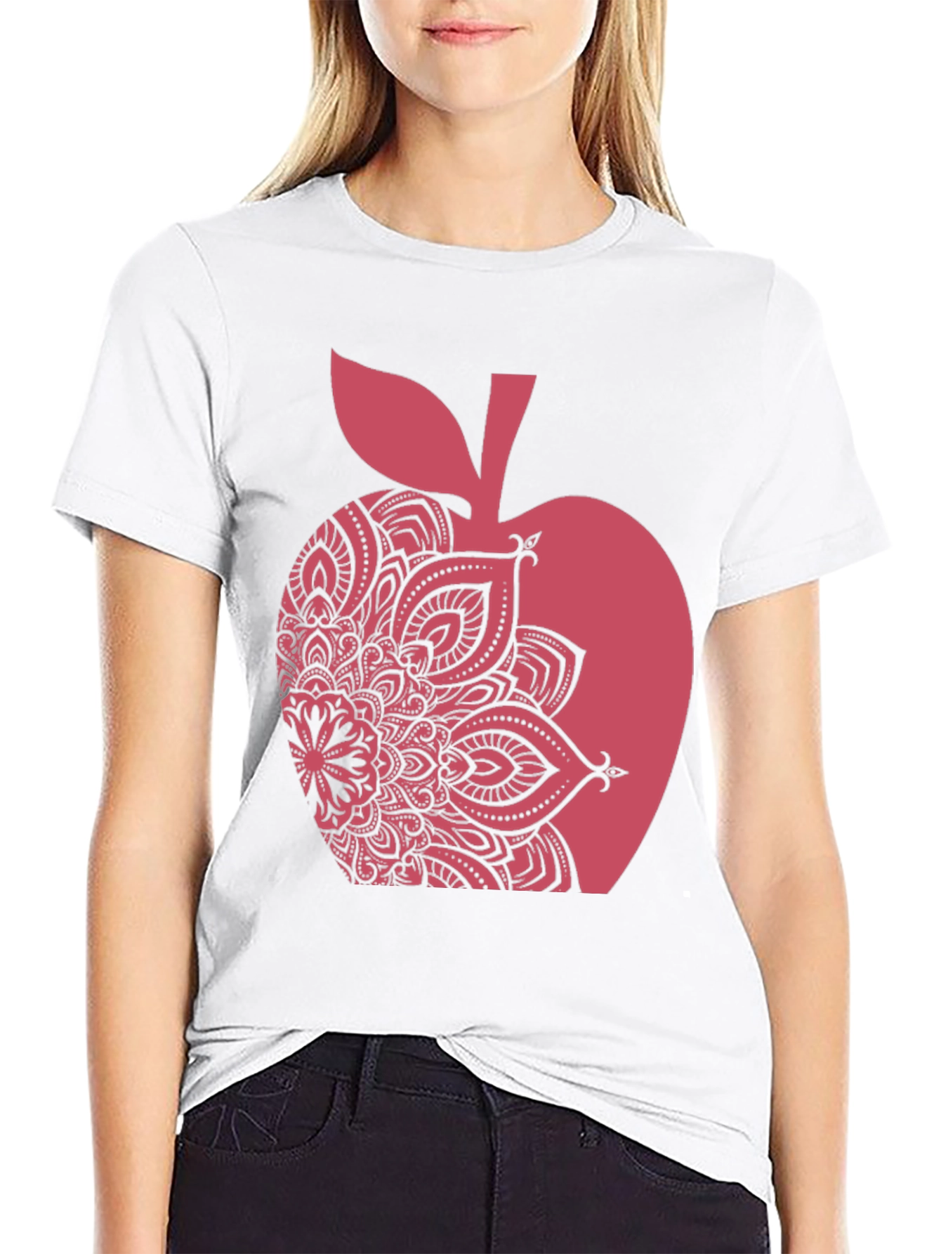Apple Mandala Graphic Tee - Stylish Mens Black T-Shirt