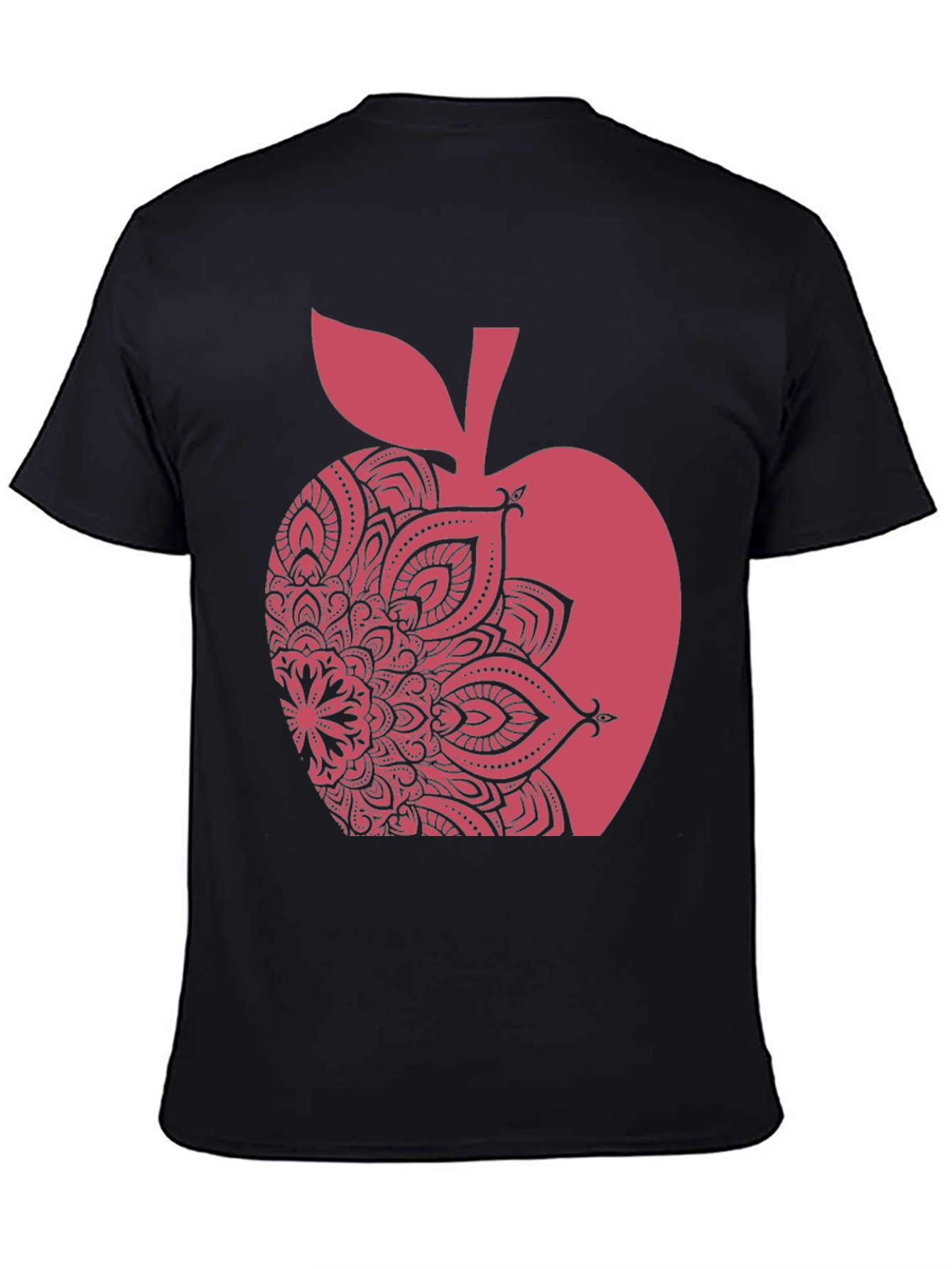 Apple Mandala Graphic Tee - Stylish Mens Black T-Shirt