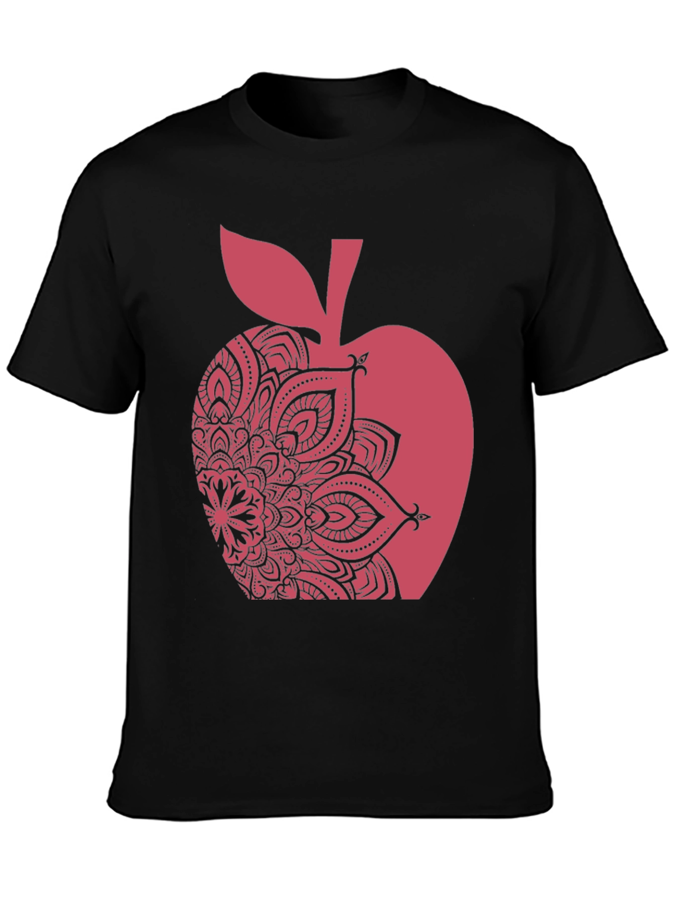 Apple Mandala Graphic Tee - Stylish Mens Black T-Shirt
