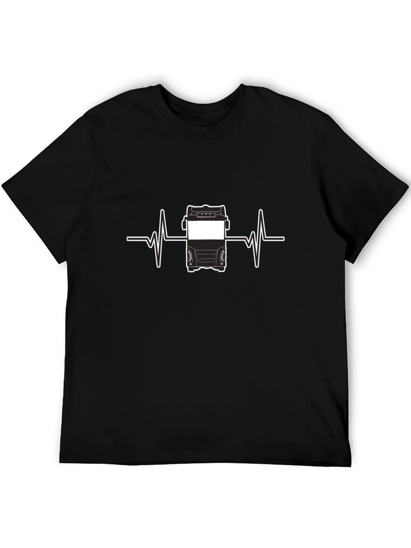 Truck Driver Heartbeat T-Shirt - Black