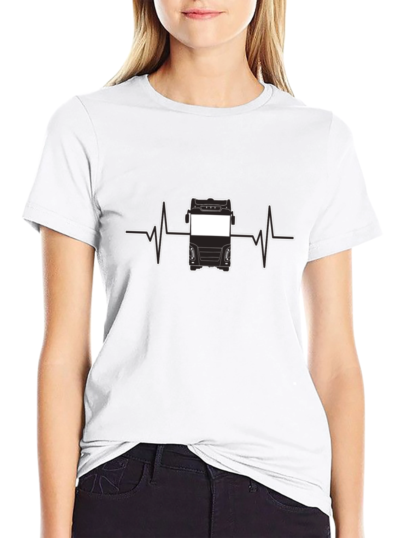 Truck Driver Heartbeat T-Shirt - Black