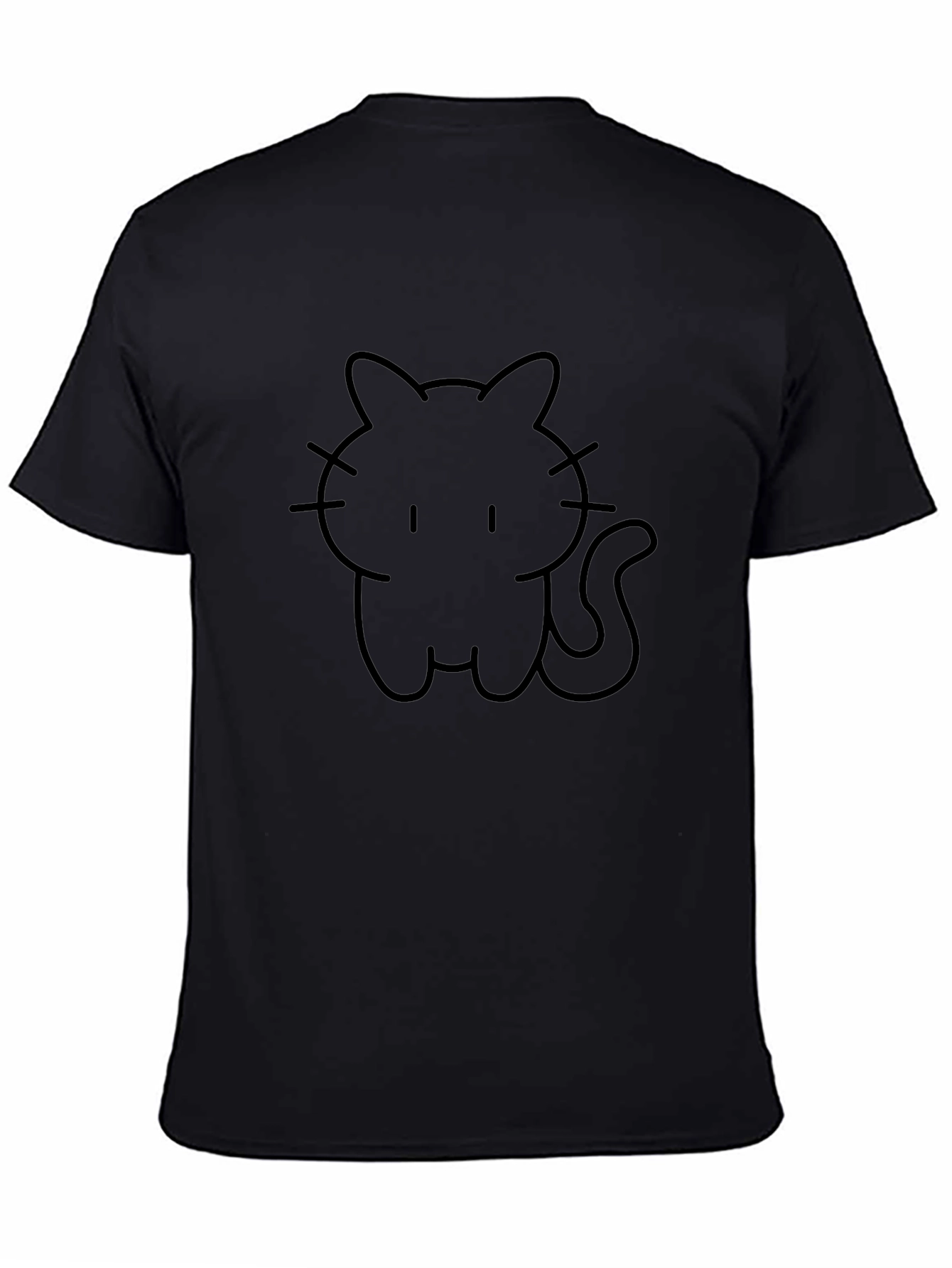 Cute Black Cat T-Shirt - Line Art Design