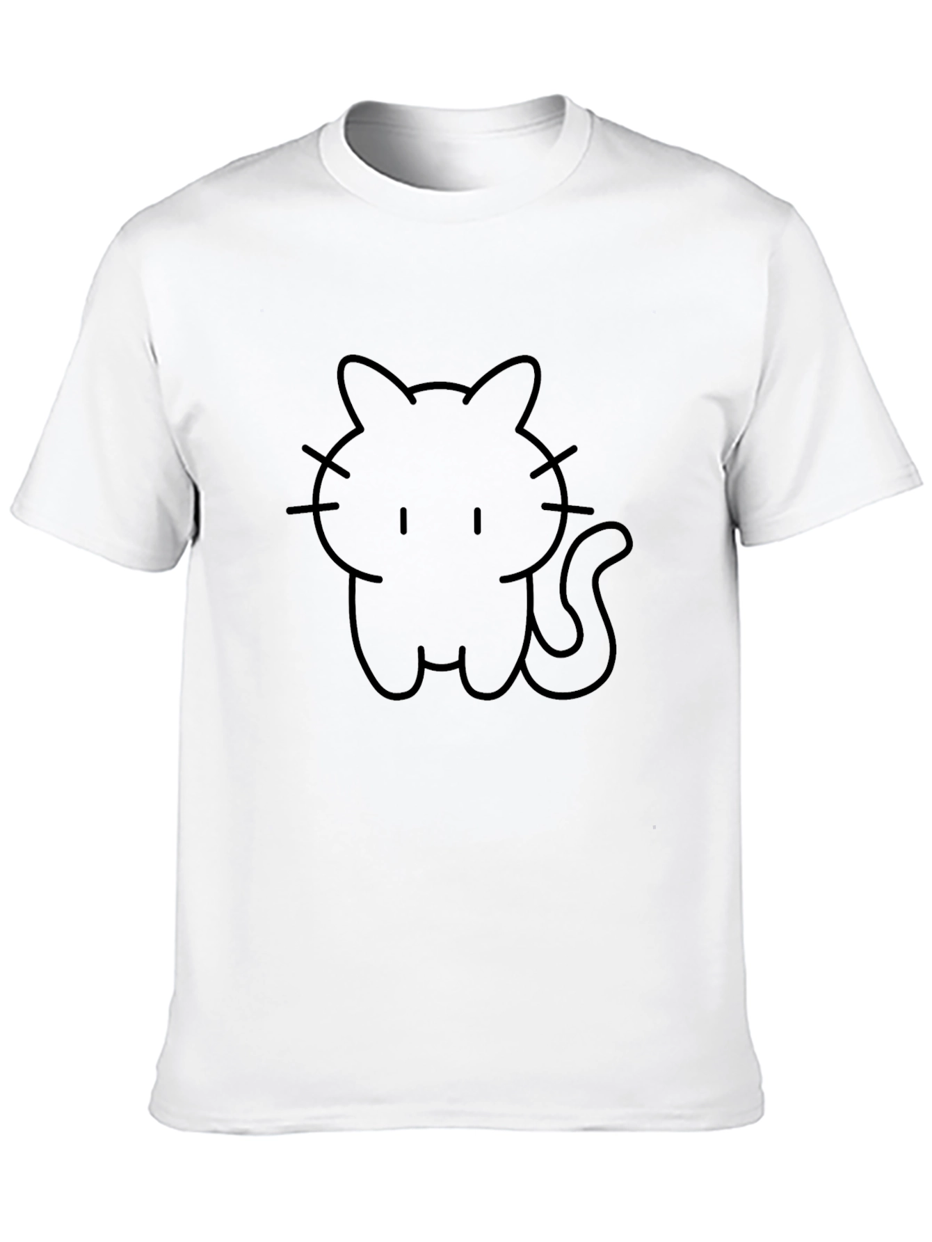 Cute Black Cat T-Shirt - Line Art Design