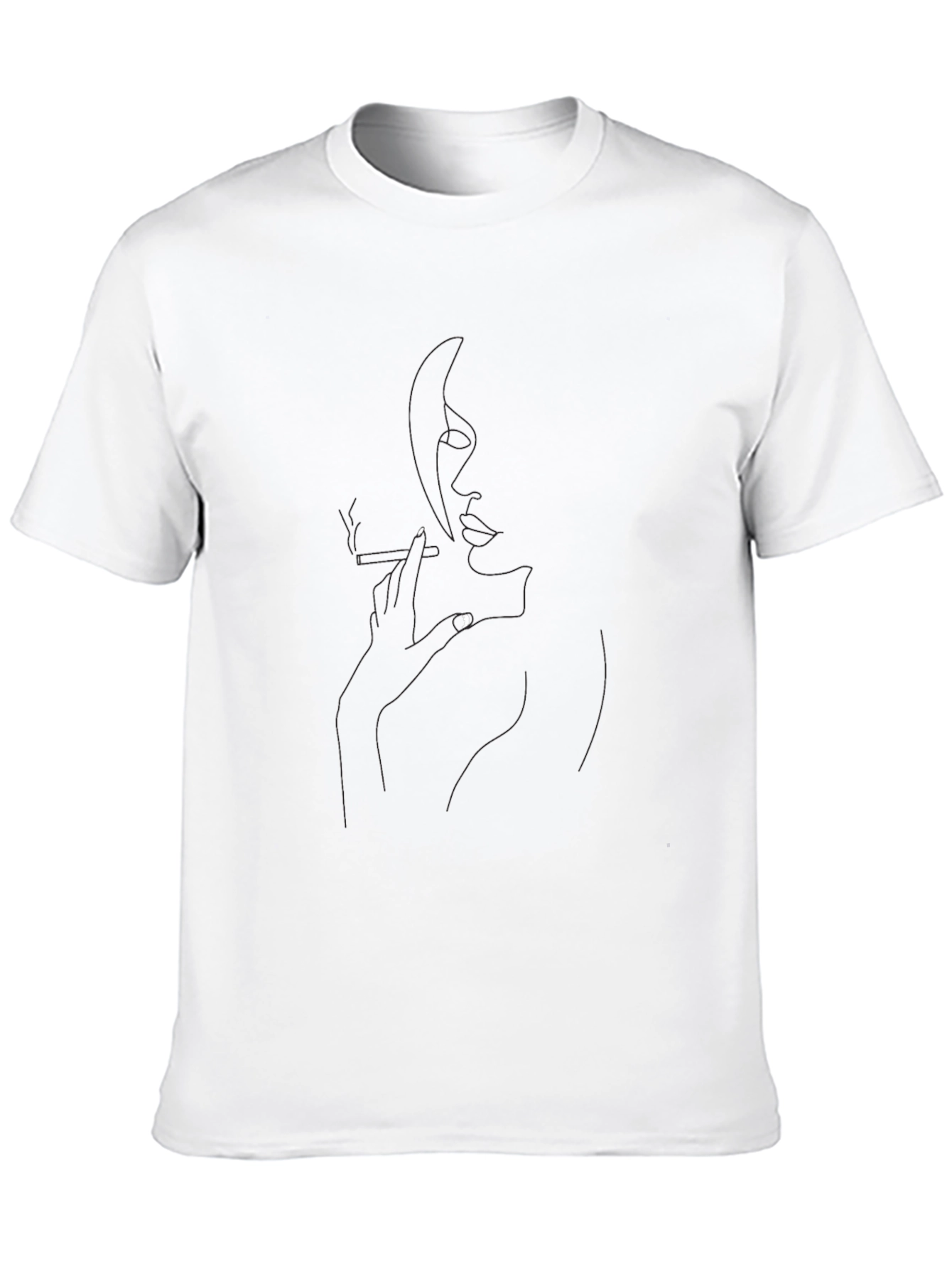 Minimalist Woman Smoking T-Shirt - Black