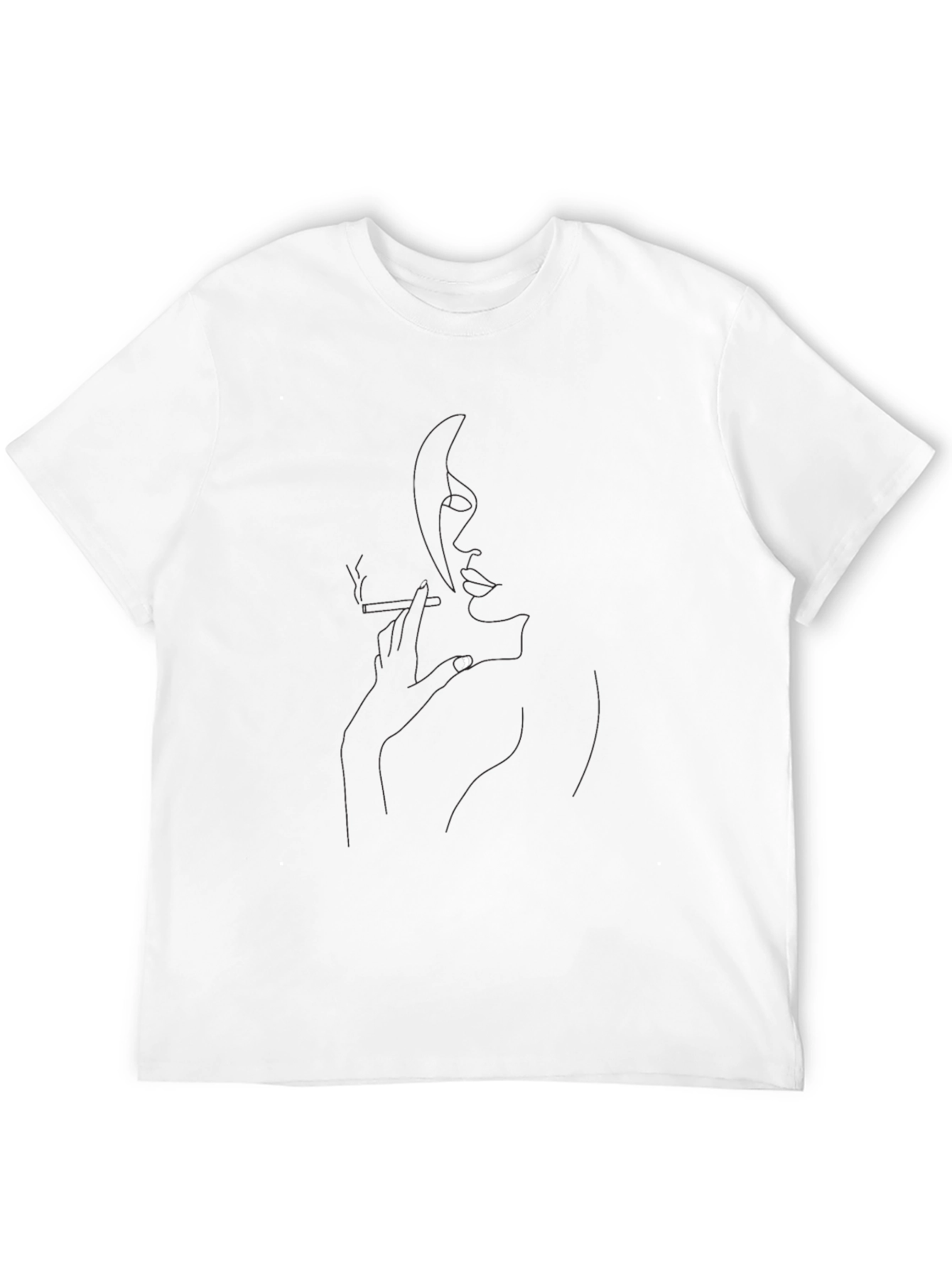 Minimalist Woman Smoking T-Shirt - Black