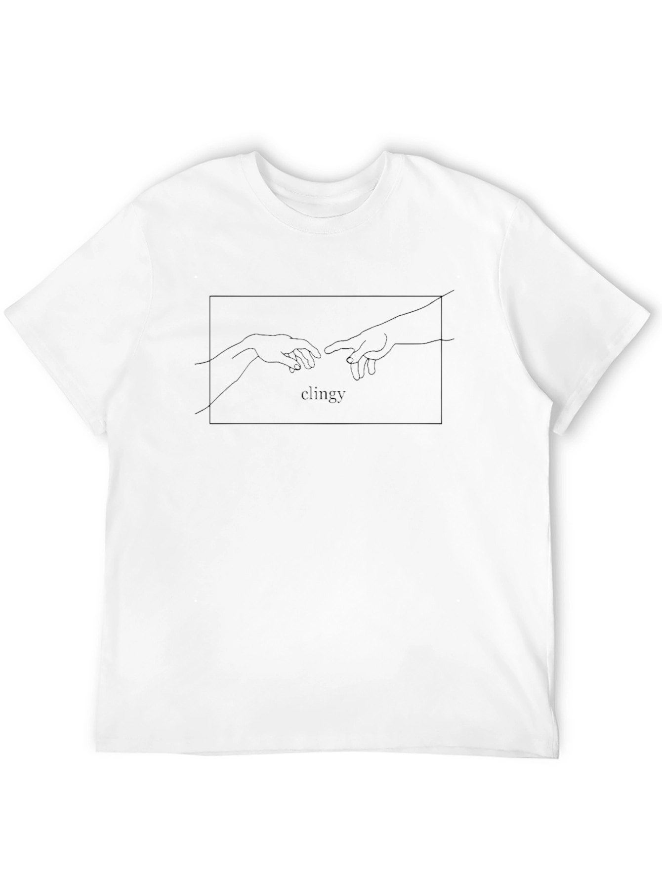 Clingy Line Art Graphic Tee - Black Cotton T-Shirt