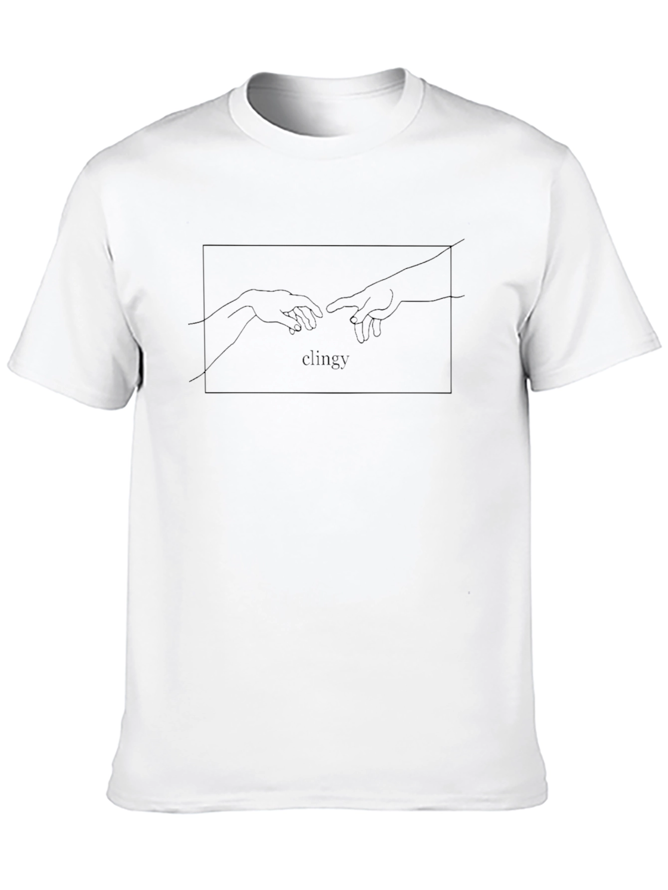 Clingy Line Art Graphic Tee - Black Cotton T-Shirt
